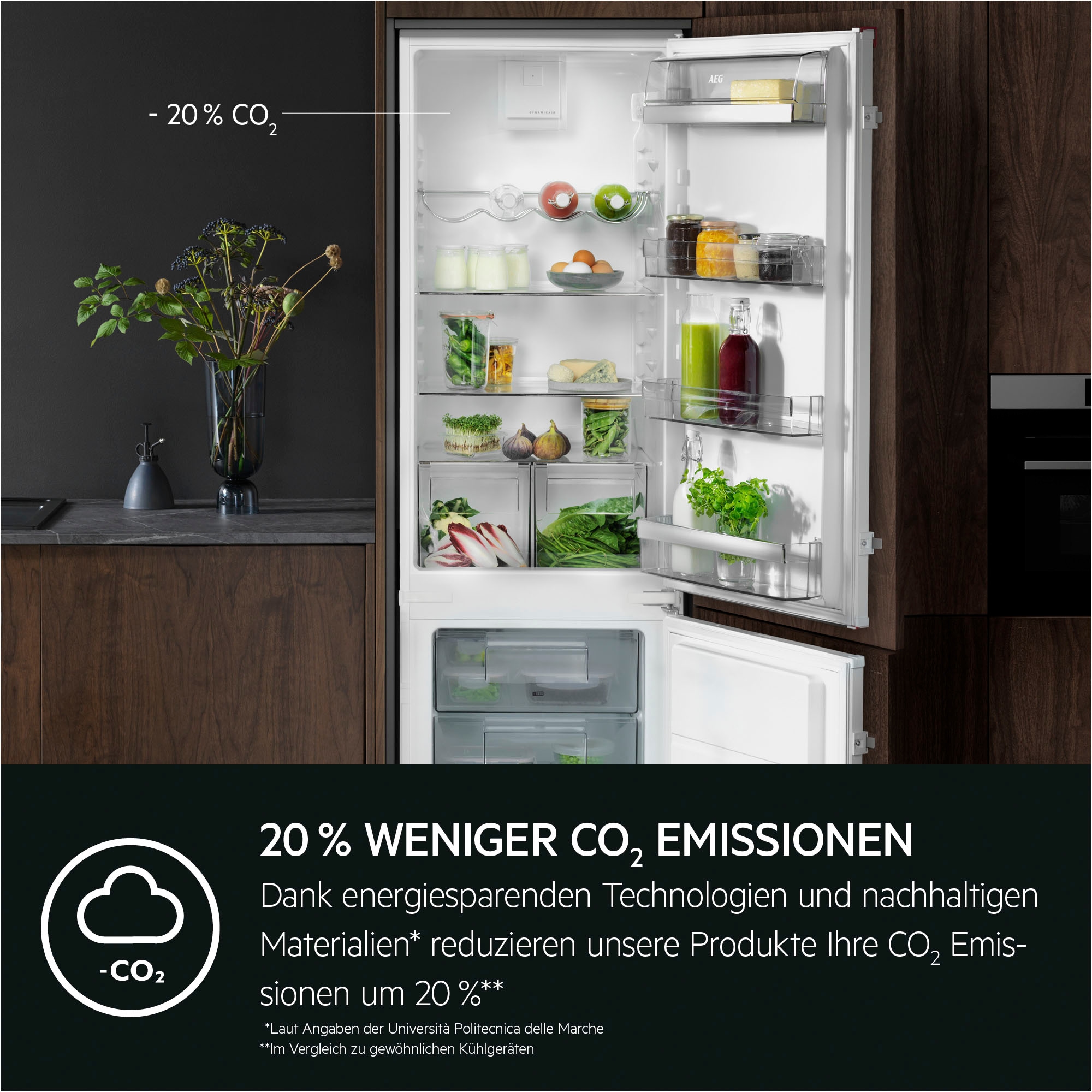 AEG Einbaukühlgefrierkombination Serie 7000 »TSC7M183EC« 176,9 cm hoch 55,7 cm breit 245 Liter, GreenZone-Vitamine bleiben erhalten, NoFrost, Festtür