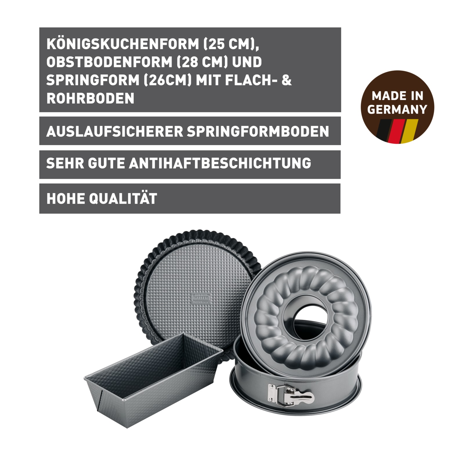 Kaiser Backformen Backform »Gourmet«, (Set, 4 St.), antihaftbeschichtet, Made in Germany