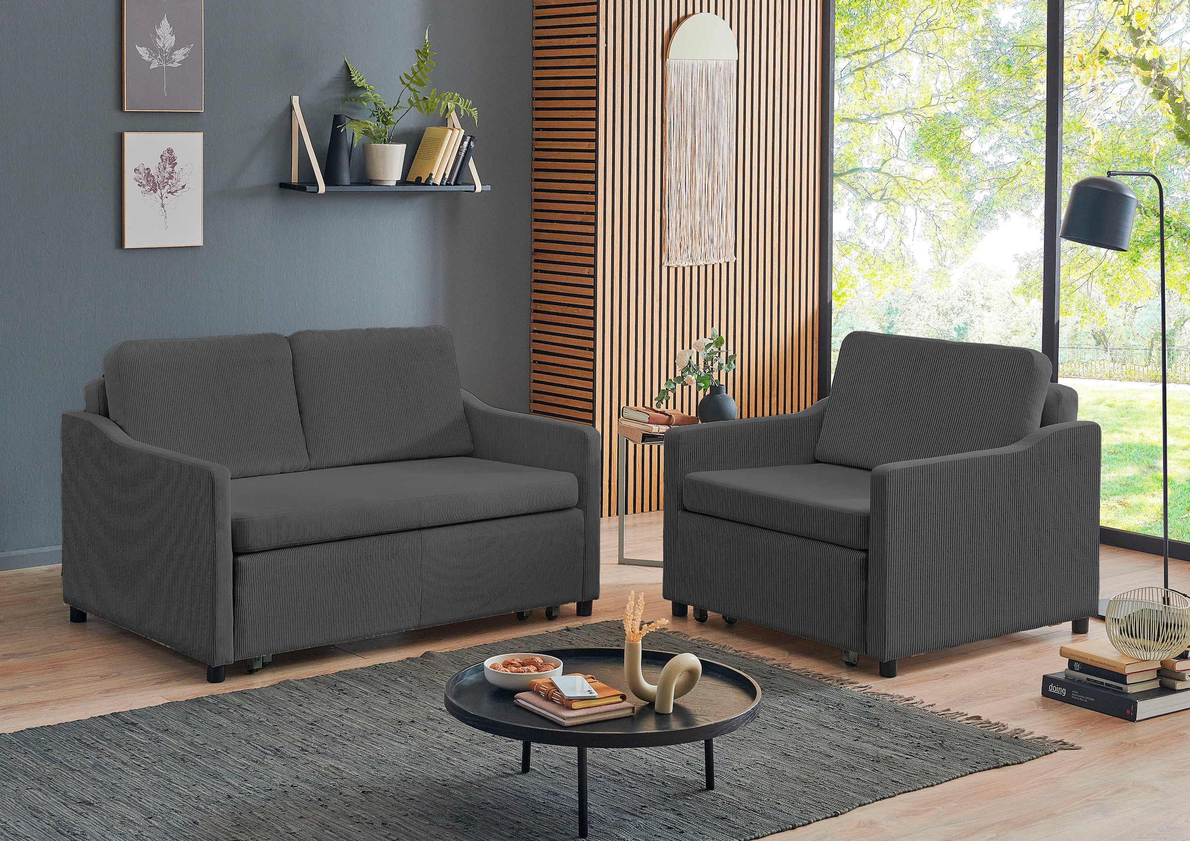 ATLANTIC home collection XXL-Sessel »Anella«, mit Cord-Bezug, mit Schlaffunktion, frei im Raum stellbar