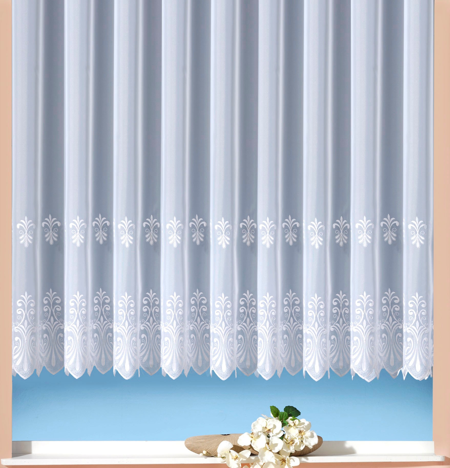 Weckbrodt Gardine »Heidelberg«, (1 St.), echte Stickerei, Voile, transparent, mit 1 oder 2 Bordüren, Store