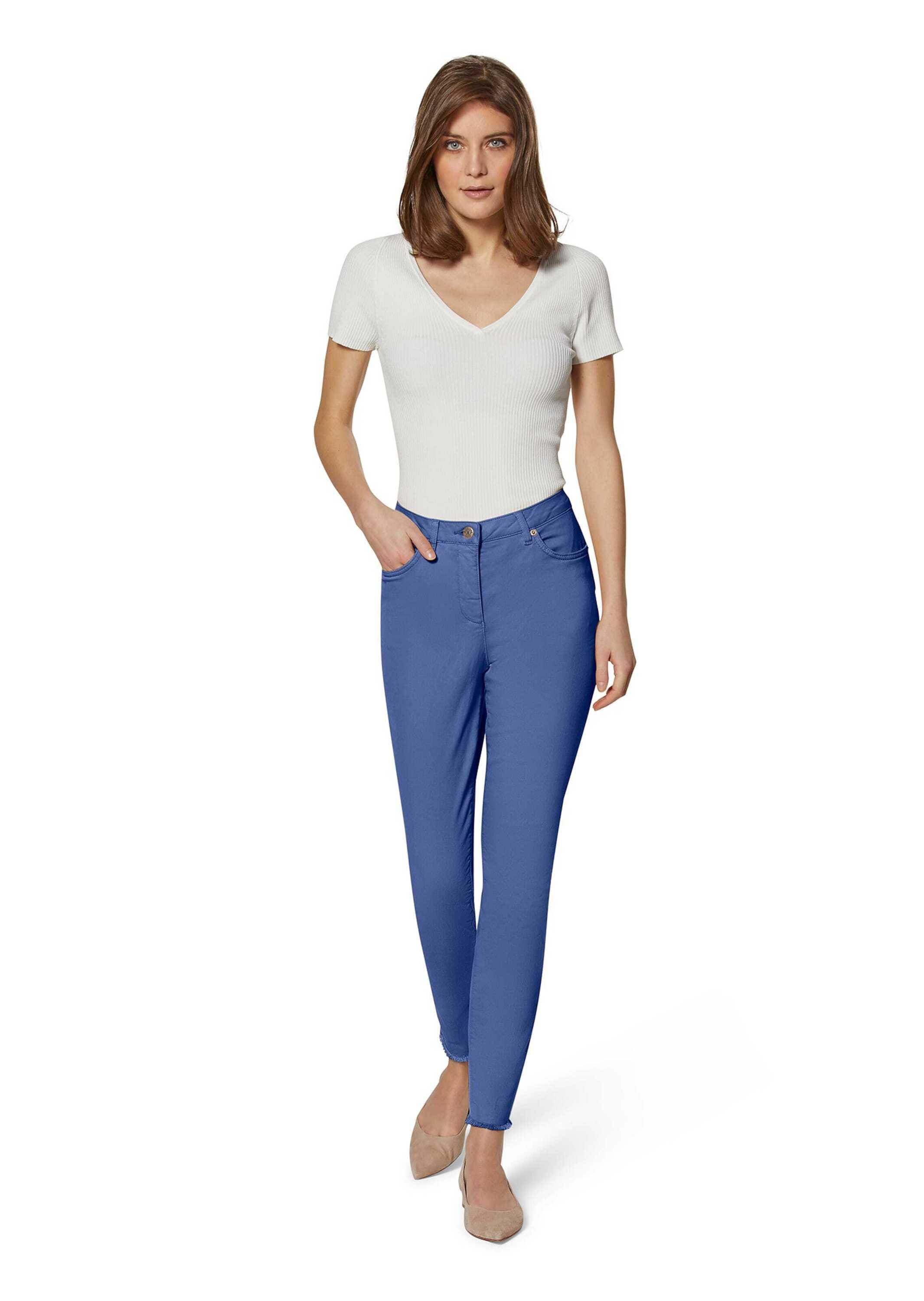 MADELEINE Regular-fit-Jeans »Jeans Mid Waist Skinny-Hose mit Fransen«