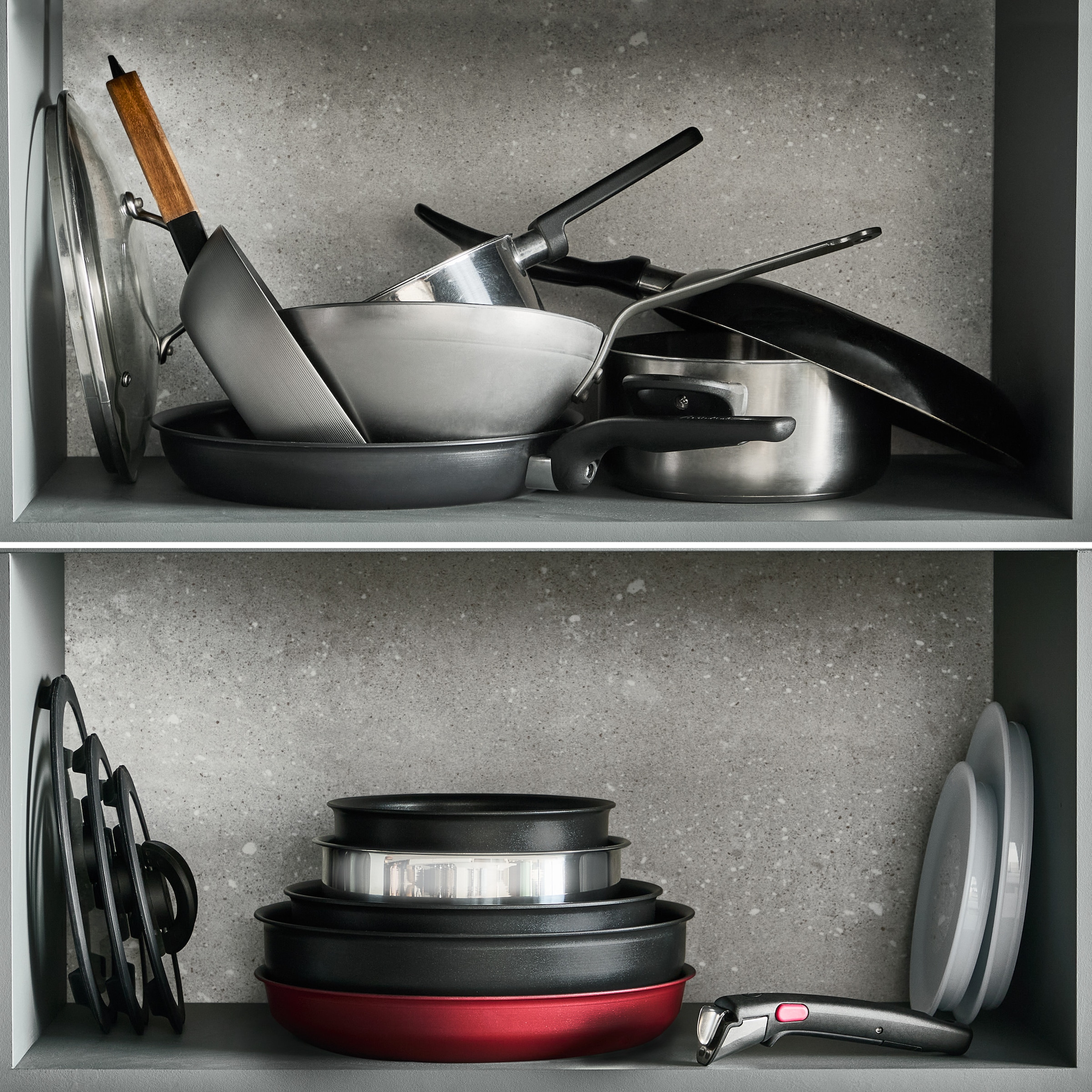 Tefal Pfannen-Set »Ingenio Excellence Fusion« Aluminium Set, 3 tlg. abnehmbarer Ingenio-Griff, Thermo-Signal, stapelbar, Induktion