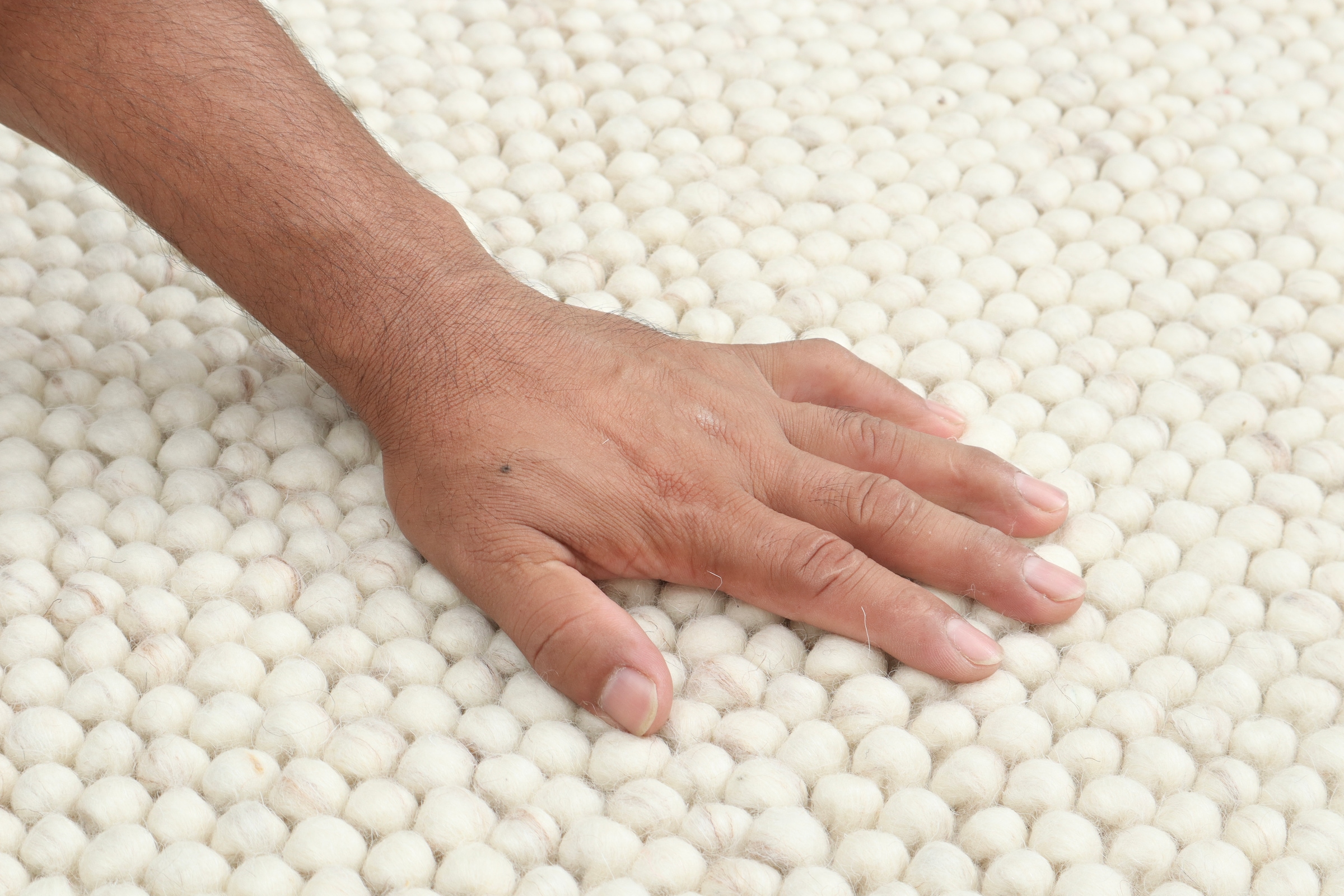 my home Wollteppich »Wolly« rund 14 mm Höhe Wolle, handgewebt, Handweb Teppiche, Wohnzimmer, Schlafzimmer