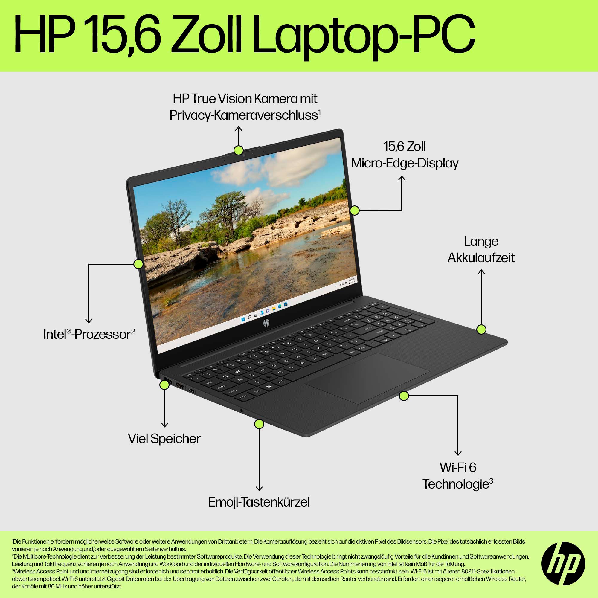 HP Notebook »15s-fq3216ng«, 39,6 cm, / 15,6 Zoll, Intel, Celeron, UHD Graphics, 128 GB SSD