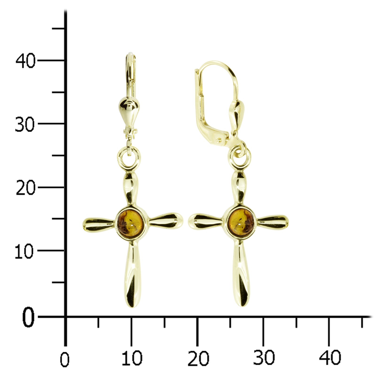 OSTSEE-SCHMUCK Paar Ohrhänger »- Kreuz 24 x 16 - Silber 925/000, vergoldet - Bernstein«