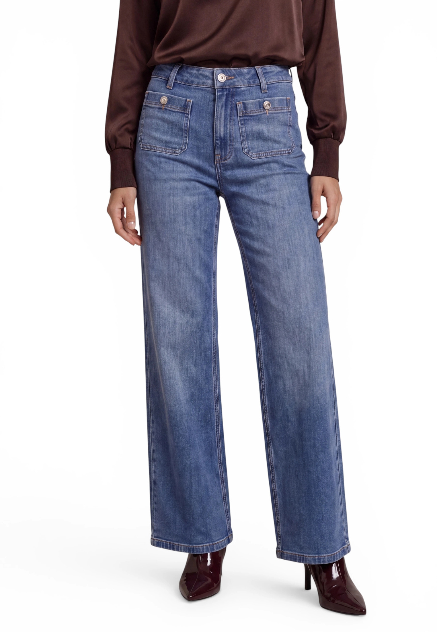 Zero Stoffhose »Basic-Jeans mit aufgesetzten Taschen«