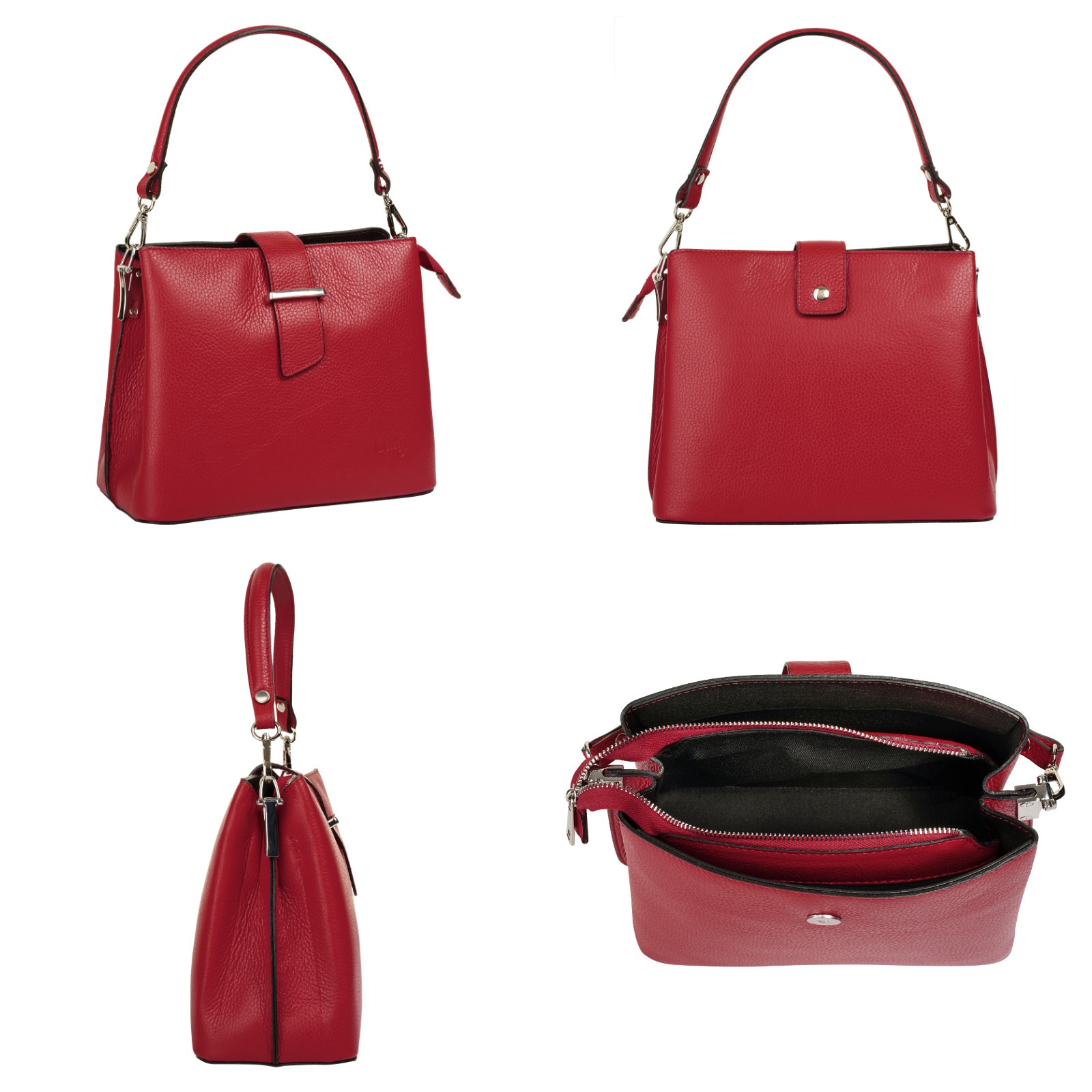 Cluty Henkeltasche, echt Leder, Made in Italy