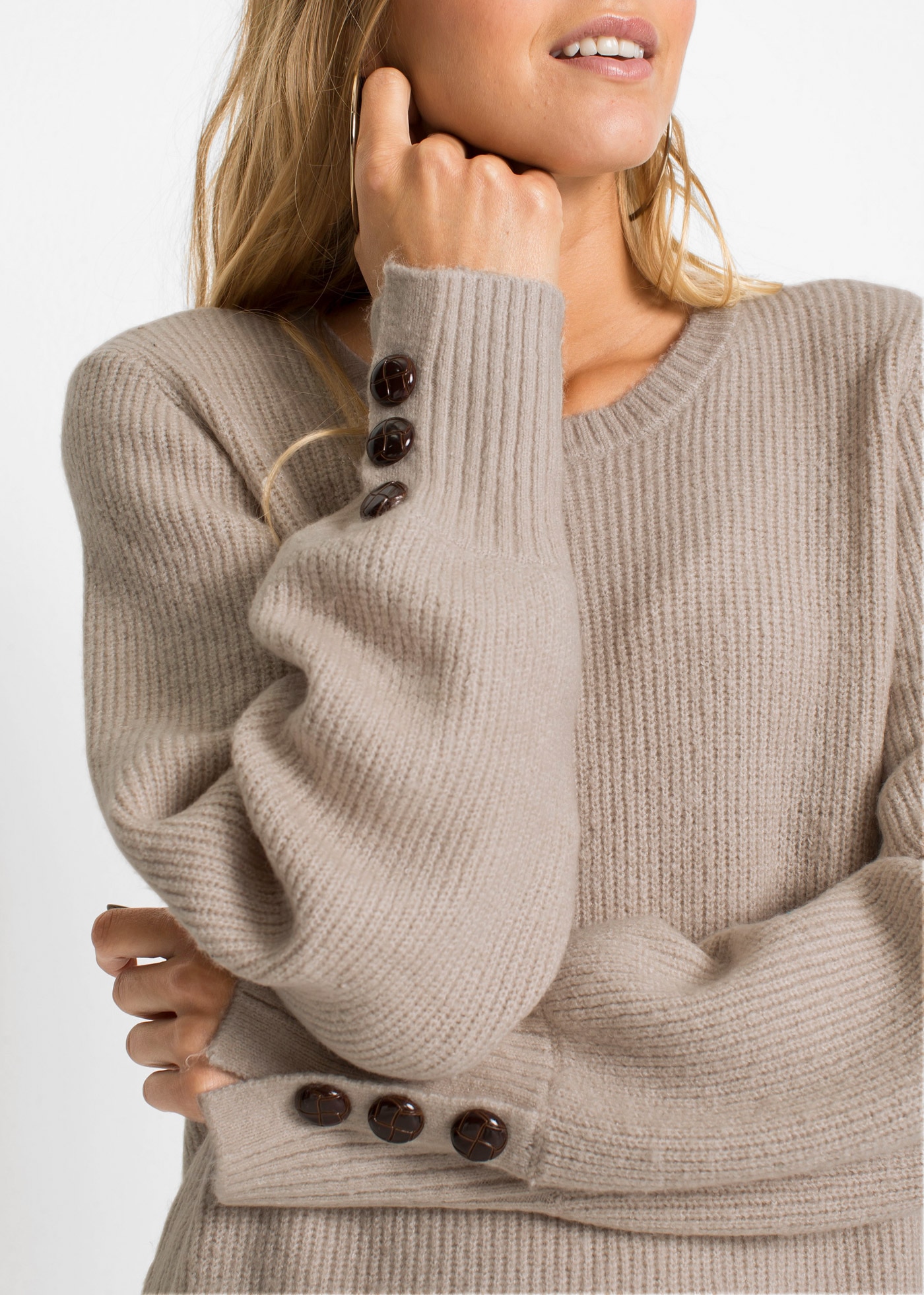 bonprix Longpullover »Longpullover mit Knöpfen« Longpullover mit Knöpfen