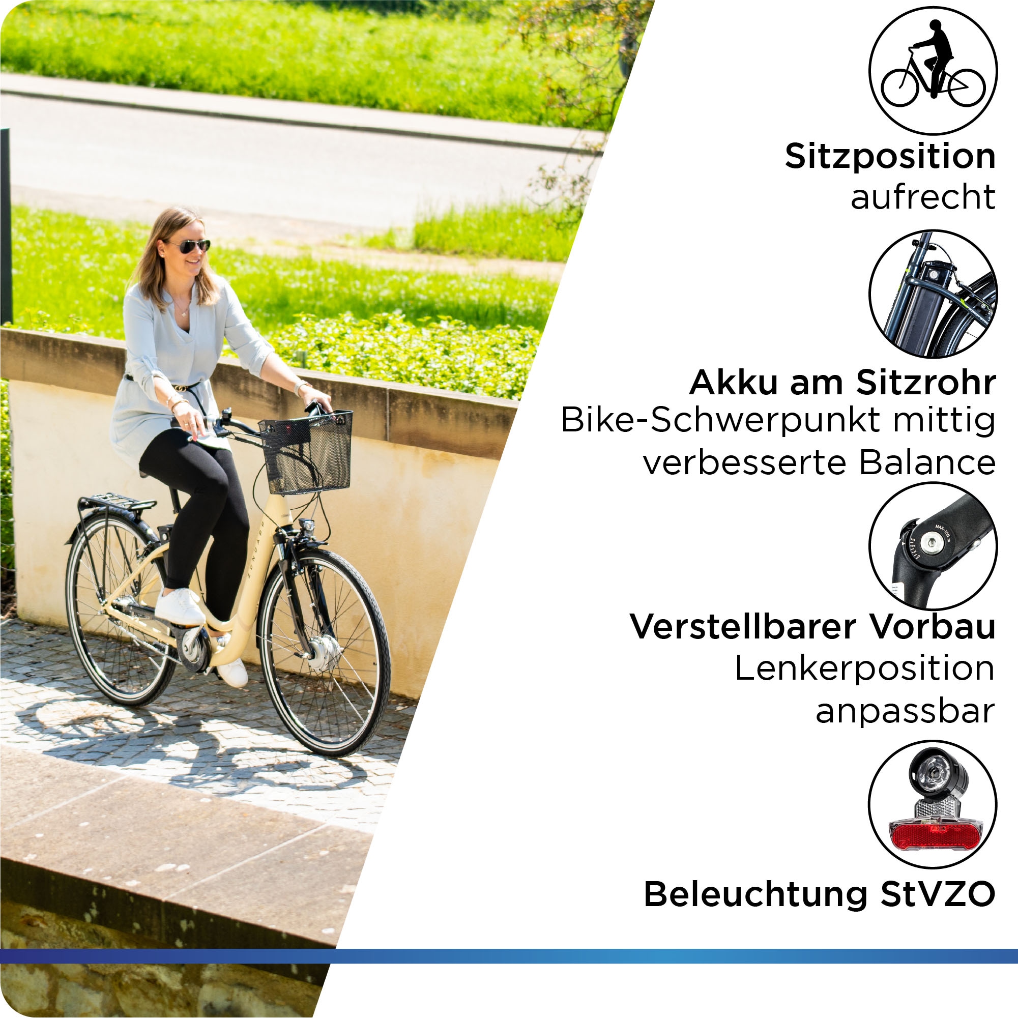 Zündapp E-Bike »Z517«, 7 Gang, Frontmotor 250 W, E Bike Damenfahrrad 28 Zoll 155 - 190 cm mit 7 Gang Nabenschaltung