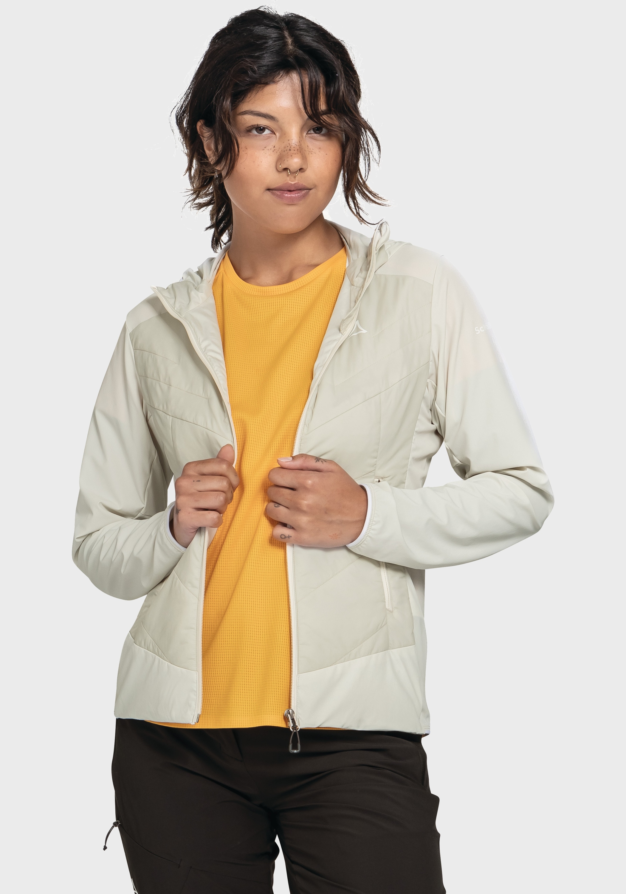 Schöffel Funktionsjacke »Hiking Hybrid Jk Style Blaueis WMS«, mit Kapuze