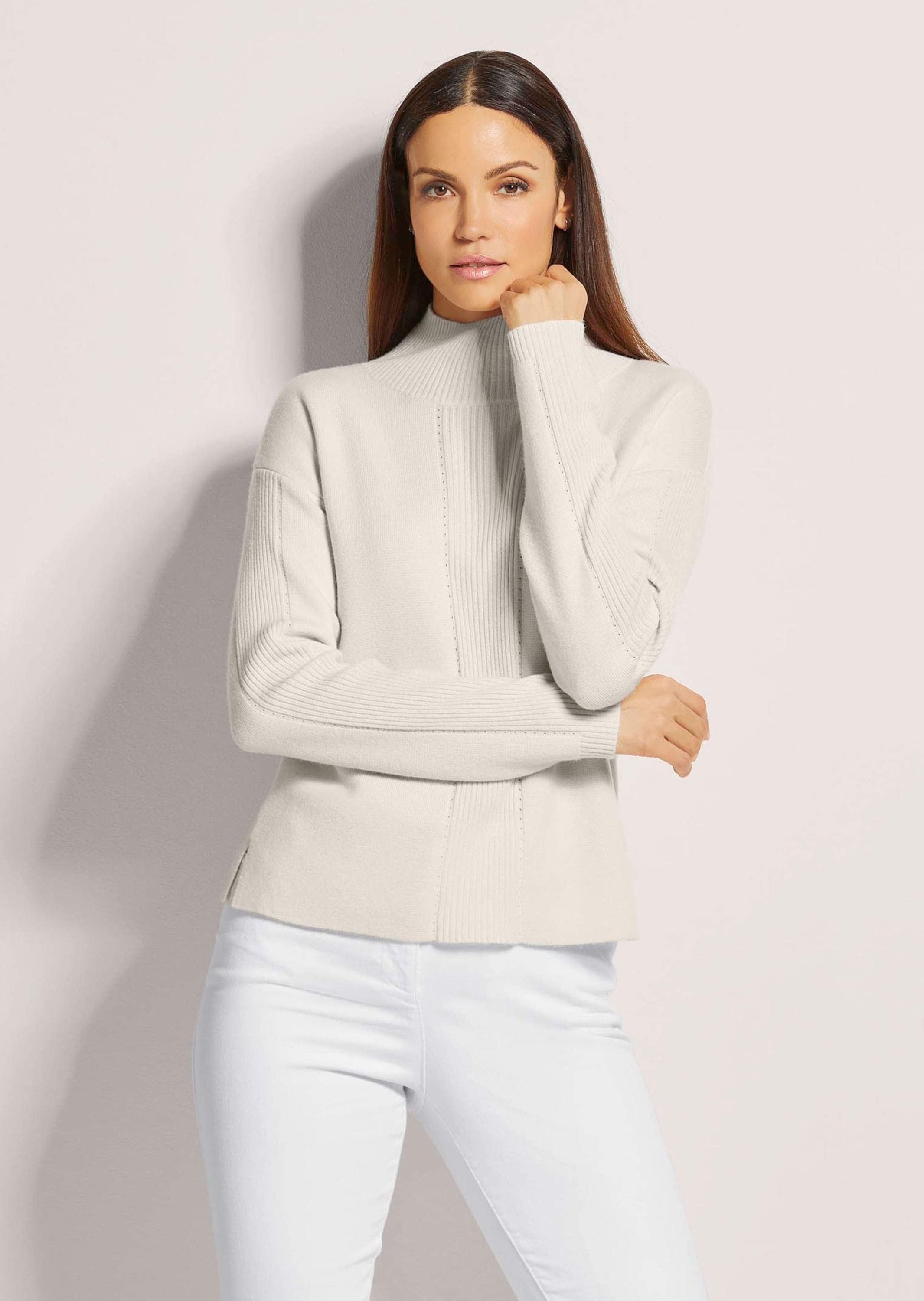 MADELEINE Longpullover »Strickpullover Kaschmir-Pullover mit Pointelle-Muster«