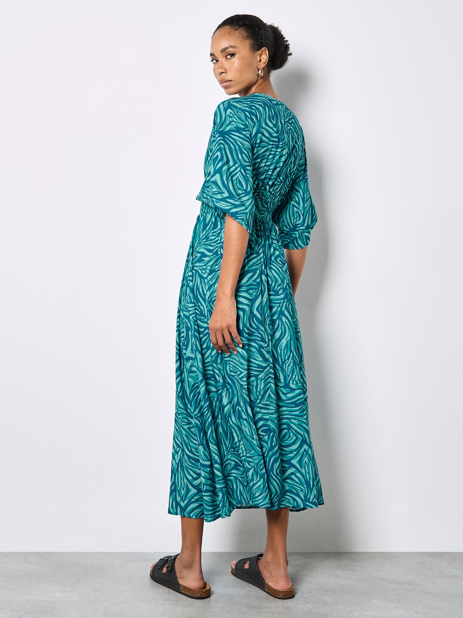Apricot Midikleid »Maxikleid« mit Kordel, 2 tlg. mit Zebra-Print und Kimono-Ärmeln