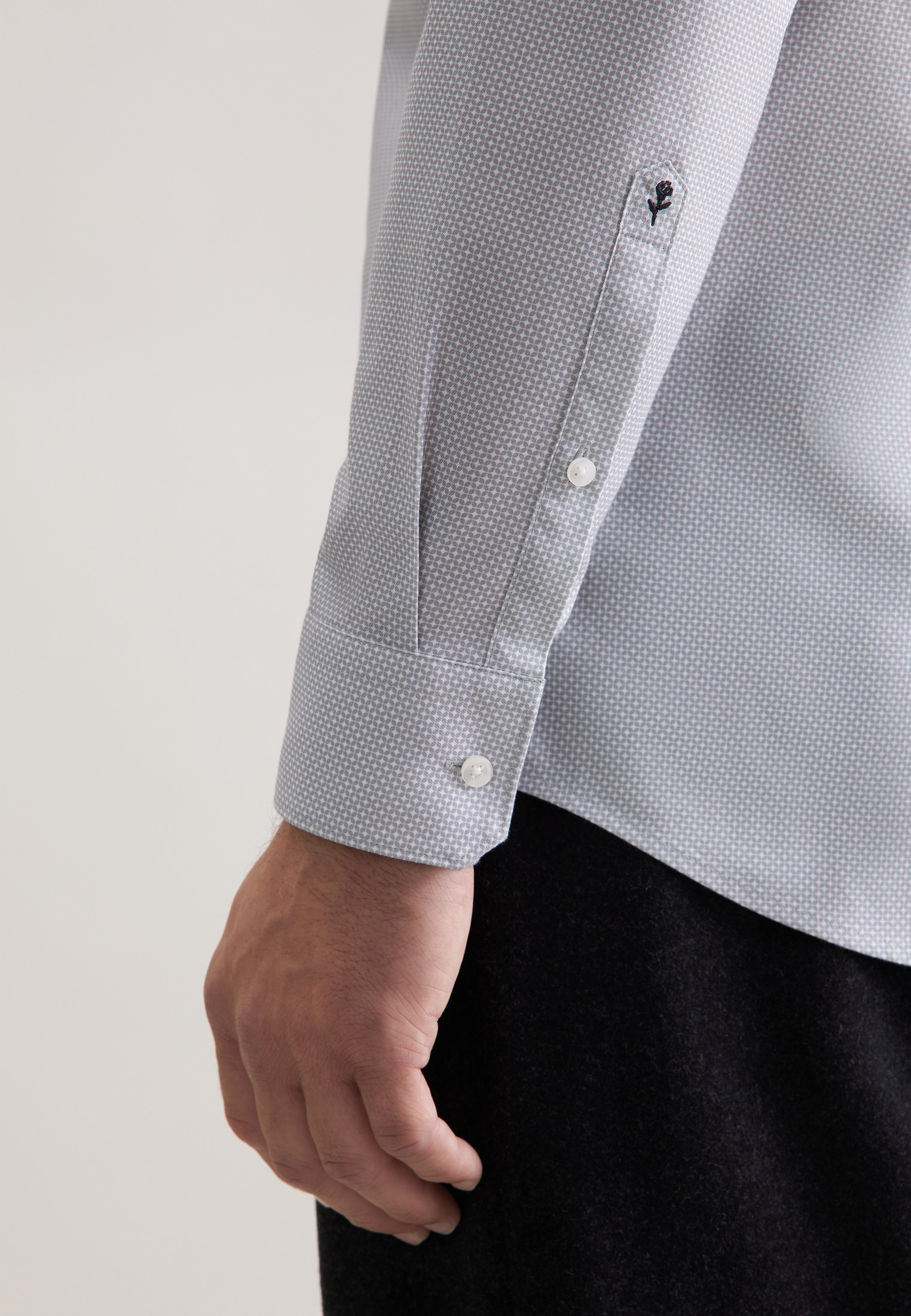 seidensticker Businesshemd »Schwarze Rose« Regular 1/1 Covered-Button-Down-Kragen Druck