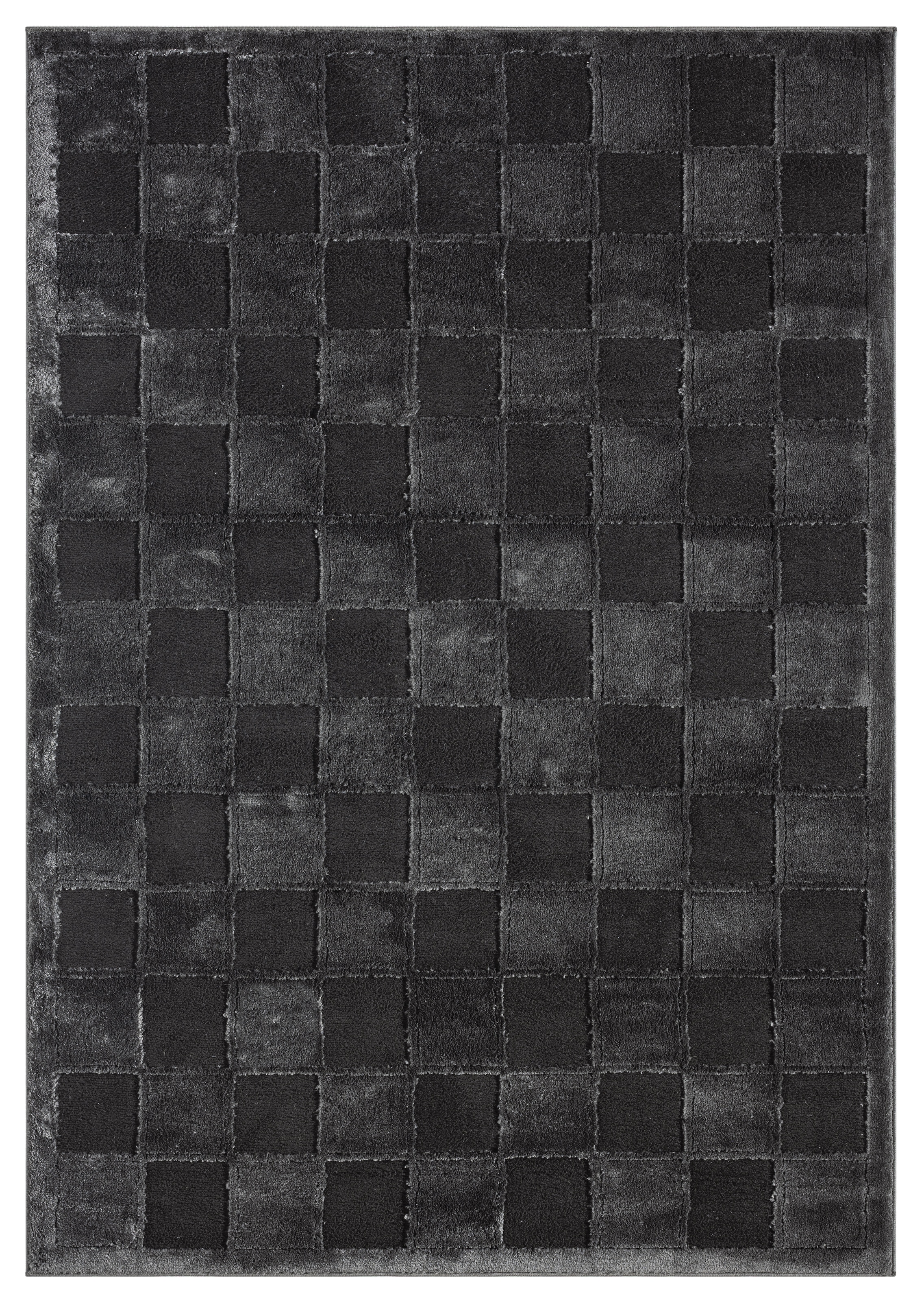 OTTO home Teppich »Belion, Hoch-Tief-Struktur, Karo-Muster« rechteckig 19 mm Höhe leichter Glanz, Schachbrettmuster, Modern, Wohnzimmer, Schlafzimmer