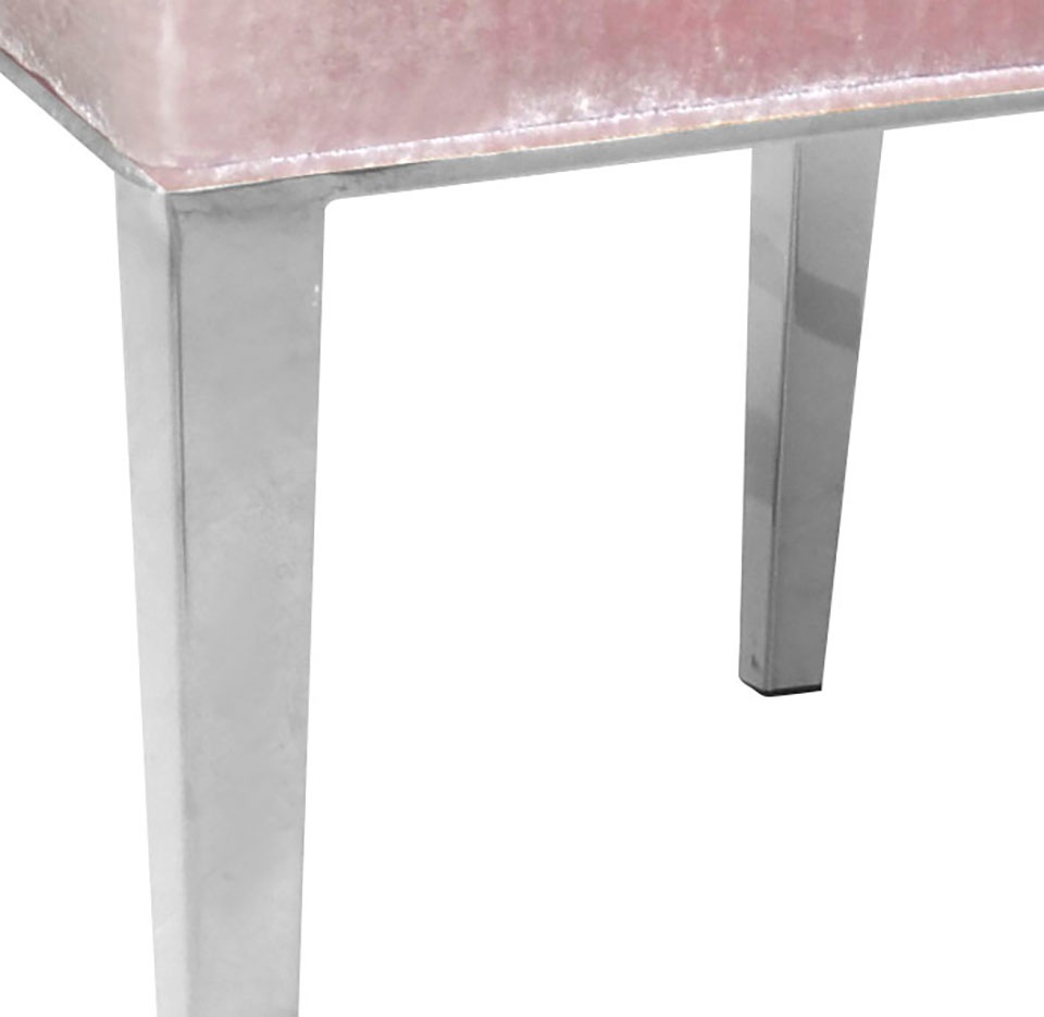 Leonique Stuhl »Pinky«, (Set), 1 St., Samtvelours, Stuhl, rosa Velours, Silberfüße, Knöpfe, Design, 49x66x106 cm
