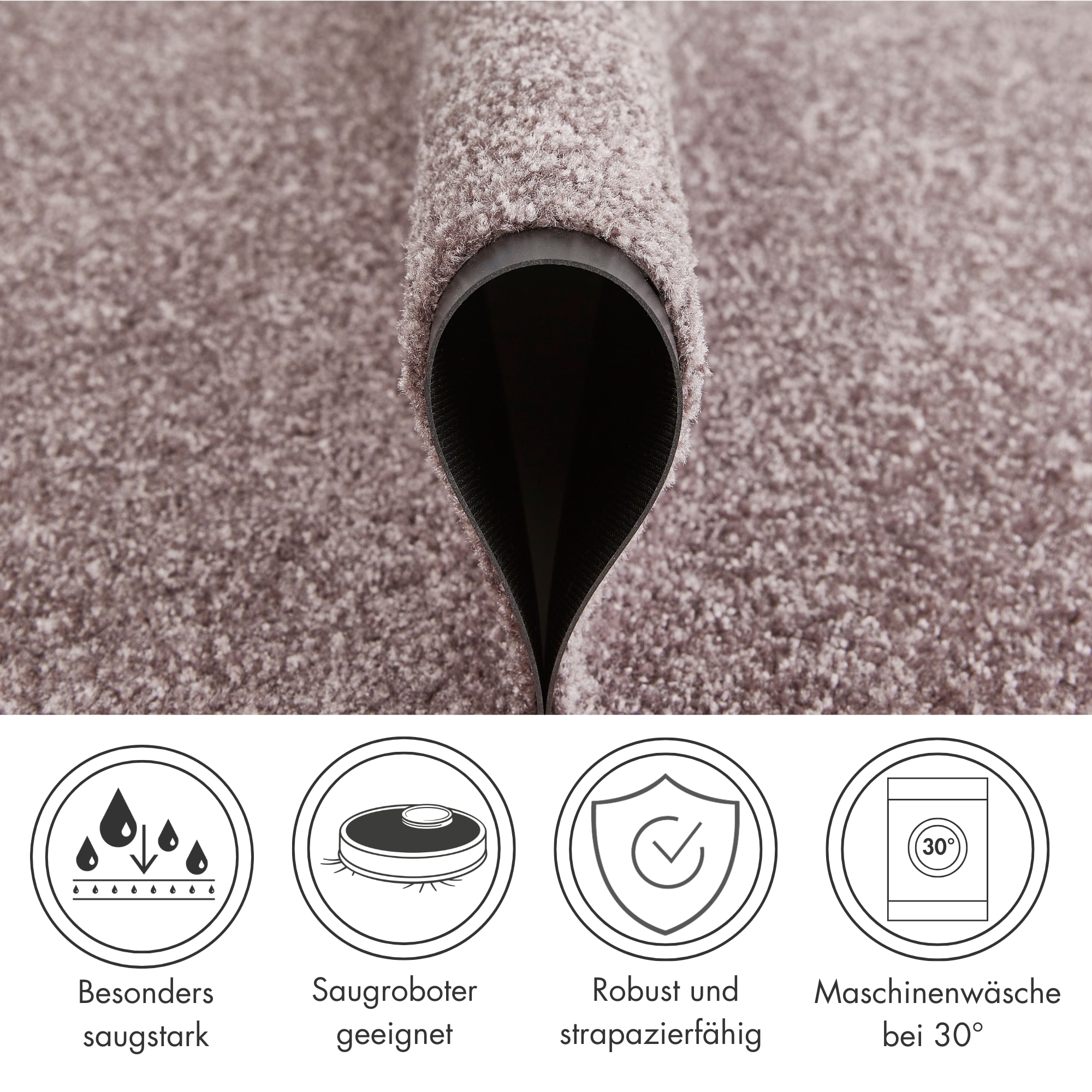 Andiamo Fußmatte »Super Wash & Clean, Made in Belgium« rechteckig 7 mm Höhe Schmutzfangmatte, Uni Farben, rutschhemmend, waschbar