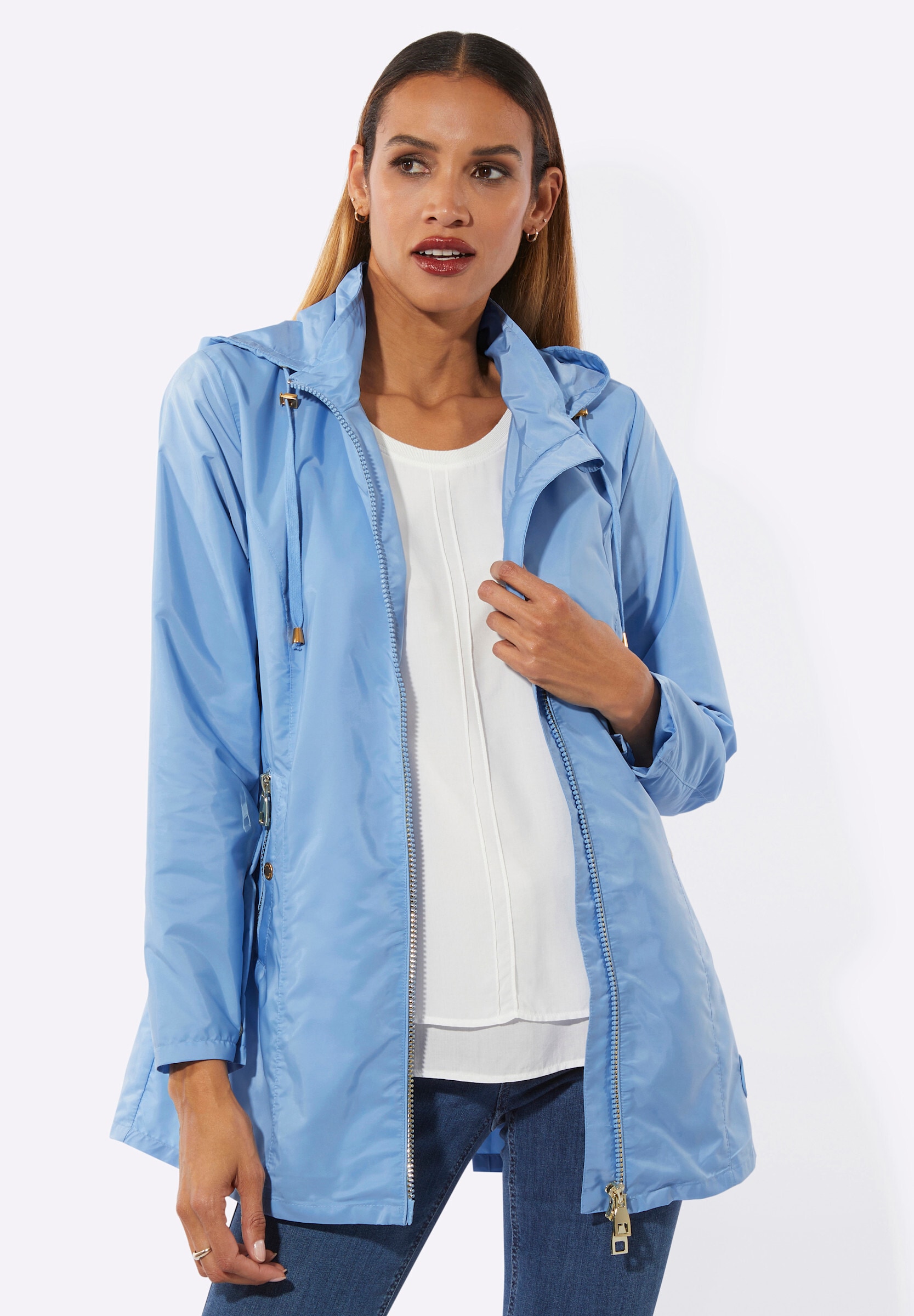 creation L Kurzjacke »Jacke Übergangsjacke mit Tunnelzug auf Taillenhöhe hinten« Abnehmbare Kapuze