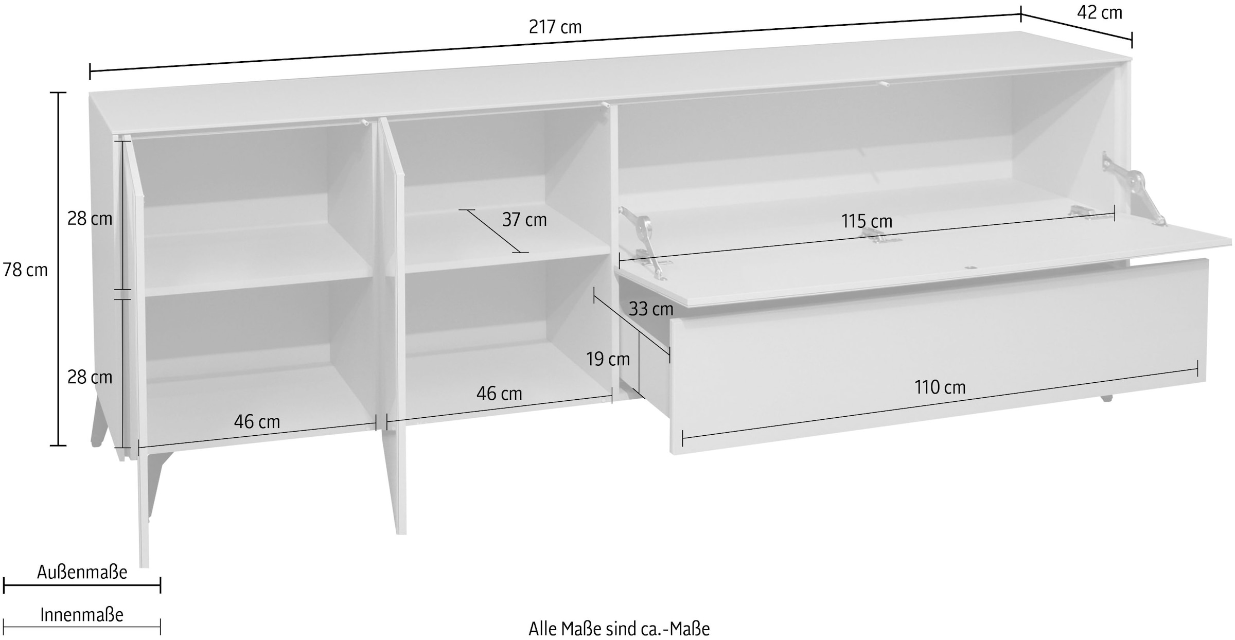 Mäusbacher Lowboard »Imola TOPSELLER!«, Mäusbacher Lowboard mit Glasfront und Glasoberplatte