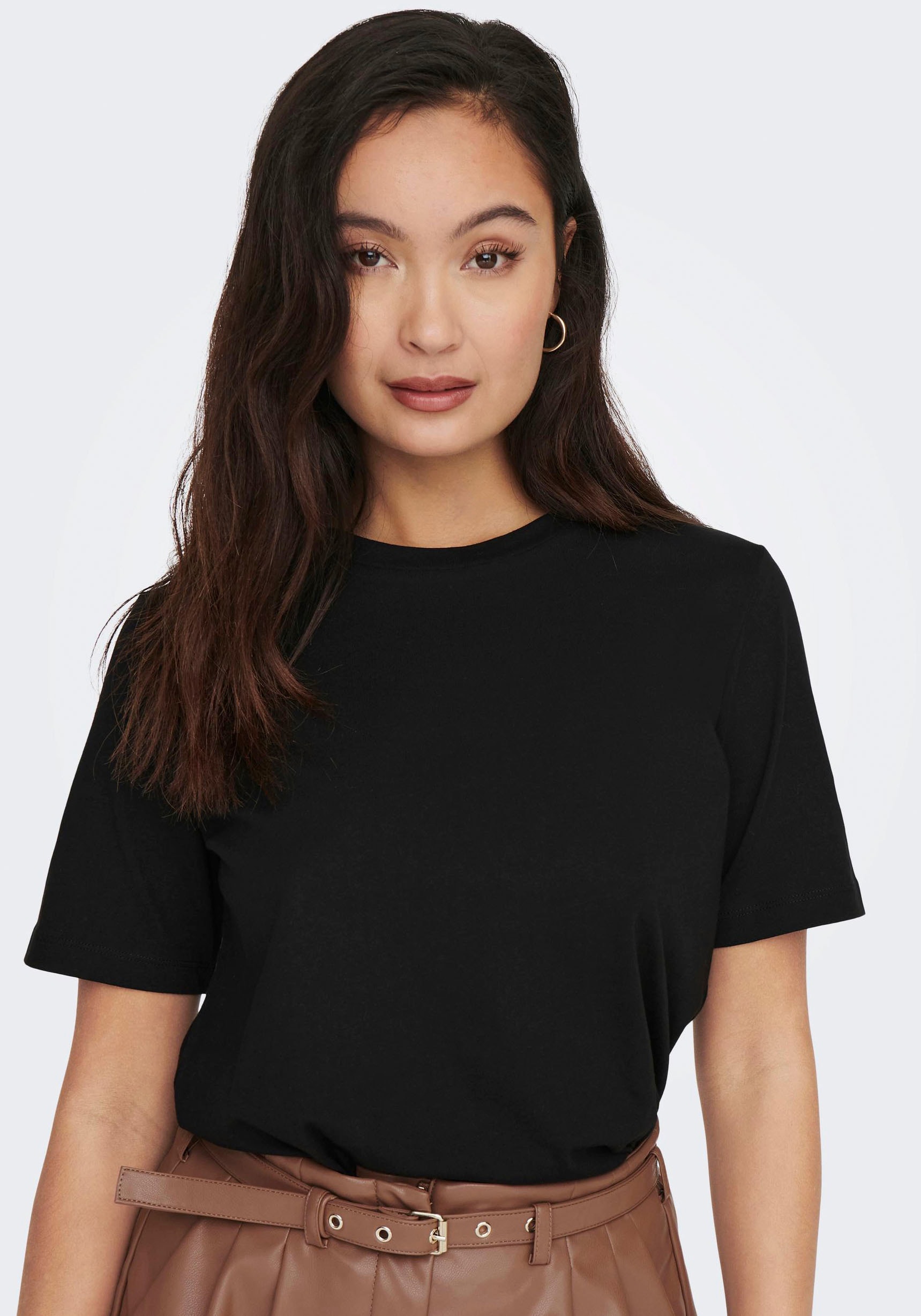 ONLY Kurzarmshirt »ONLONLY – T-Shirt mit Rundhals und klassischem Schnitt«, regular fit, casual, Single Jersey, Baumwolle, Rundhals