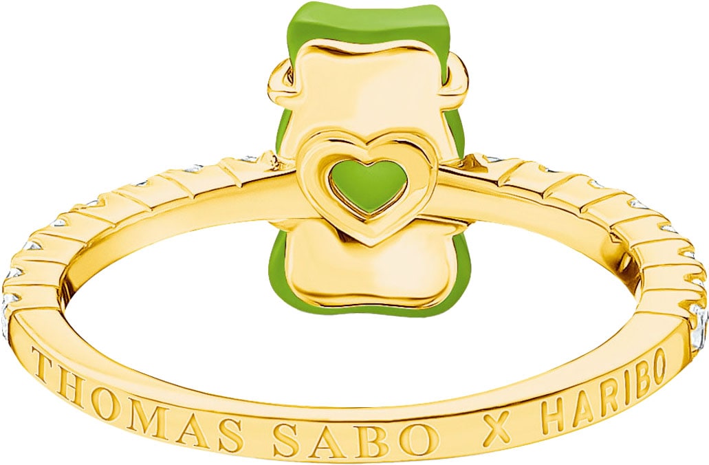 THOMAS SABO Fingerring »THOMAS SABO x HARIBO Schmuck: Ring mit Goldbär«, mit Kristallglas, Zirkonia (synth.)