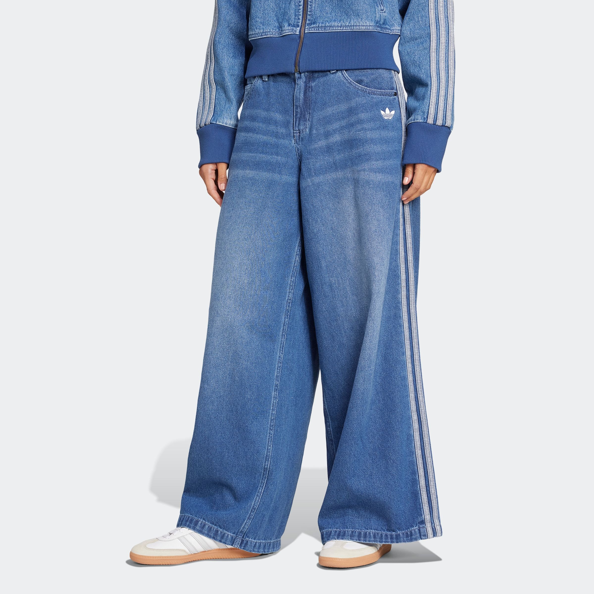 Adidas Originals Damen Sporthose »DENIM WIDE PANT« adidas Jeans, lässiger Style von der Moder der 90er inspiriert, Größe 30