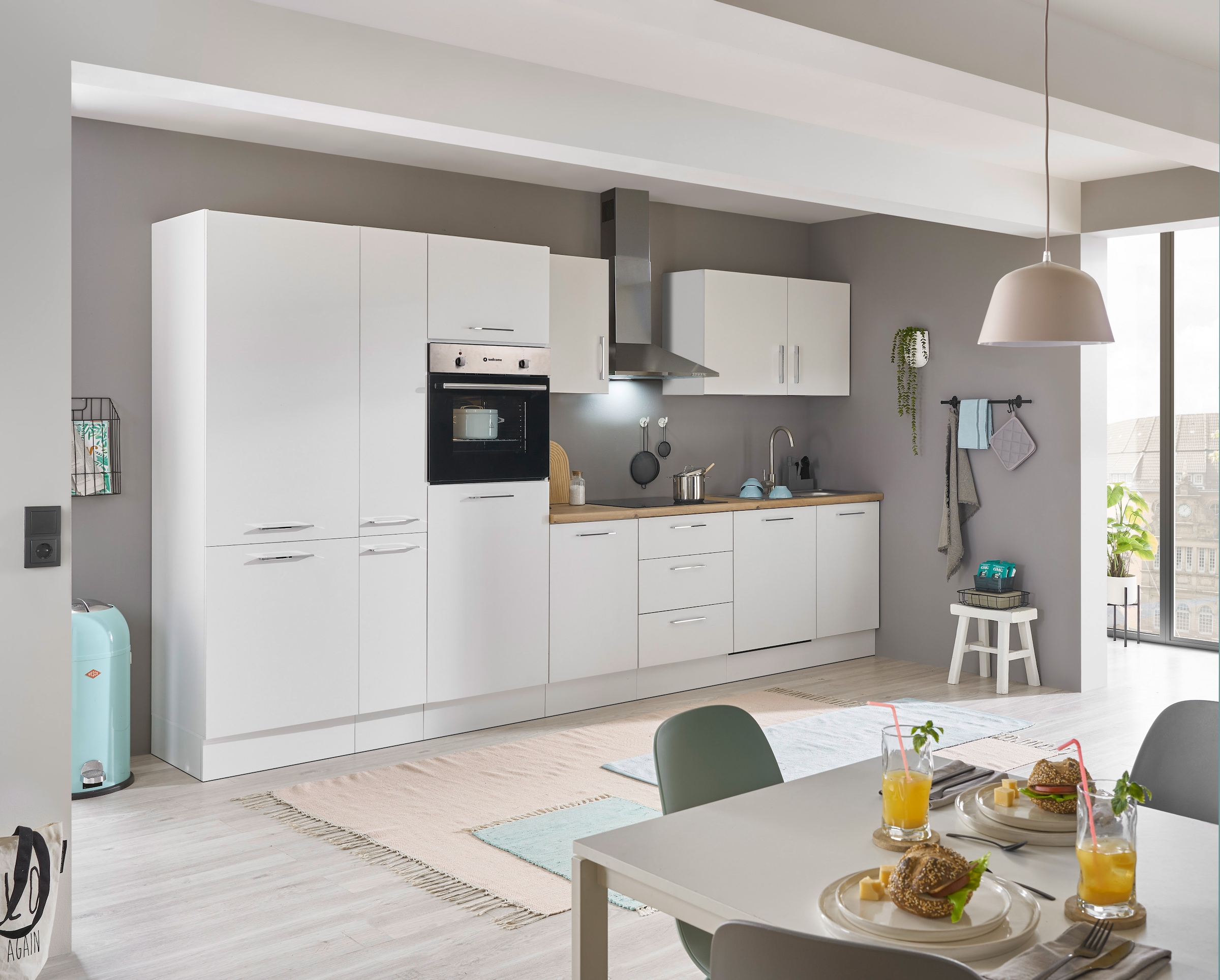 BASIC by Balculina Küchenzeile »Turin« Breite 370 cm, wahlweise mit E-Geräten