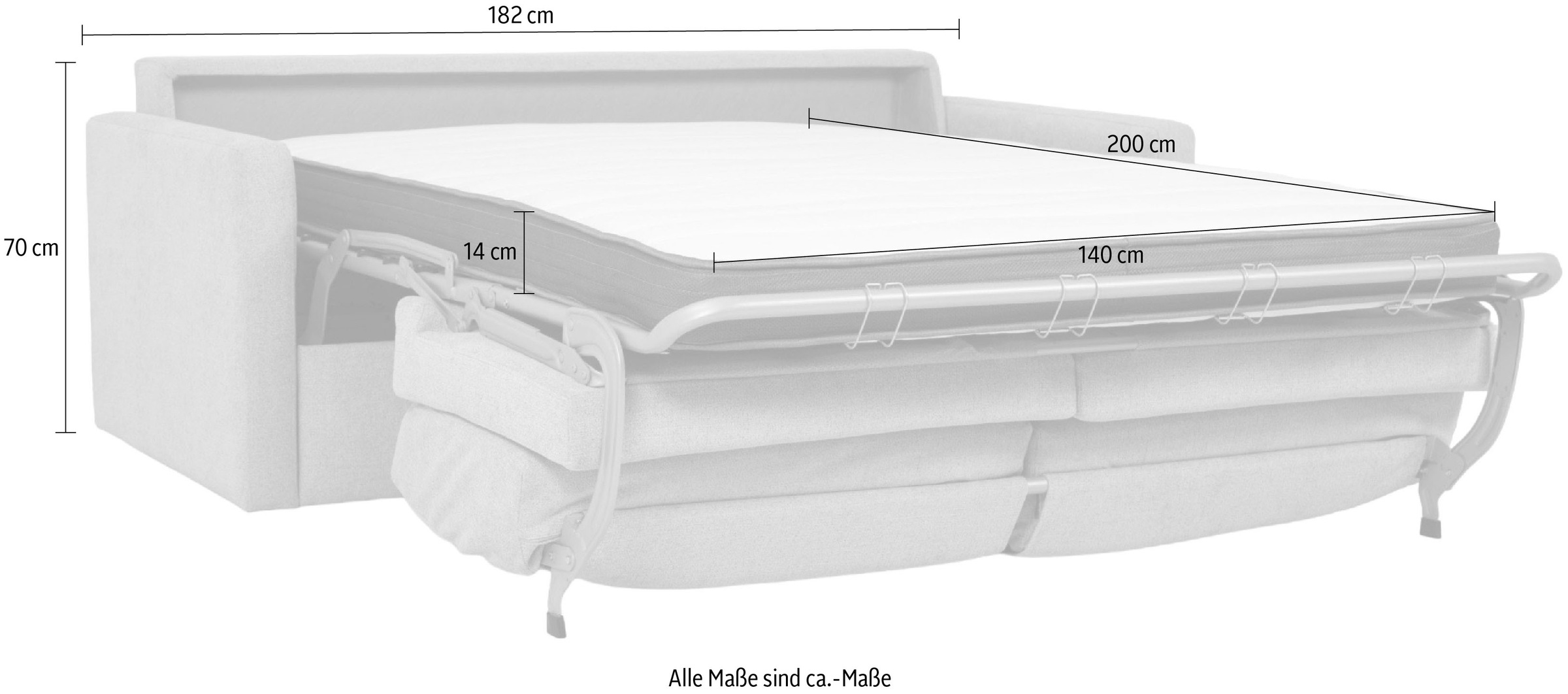 OTTO home Schlafsofa »GOLDPOINT 182cm,  Dauerschläfer, Liegefläche 140/200 cm« 3-Sitzer mit Dauerschläfer-Funktion, Bonell-Federkernmatratze