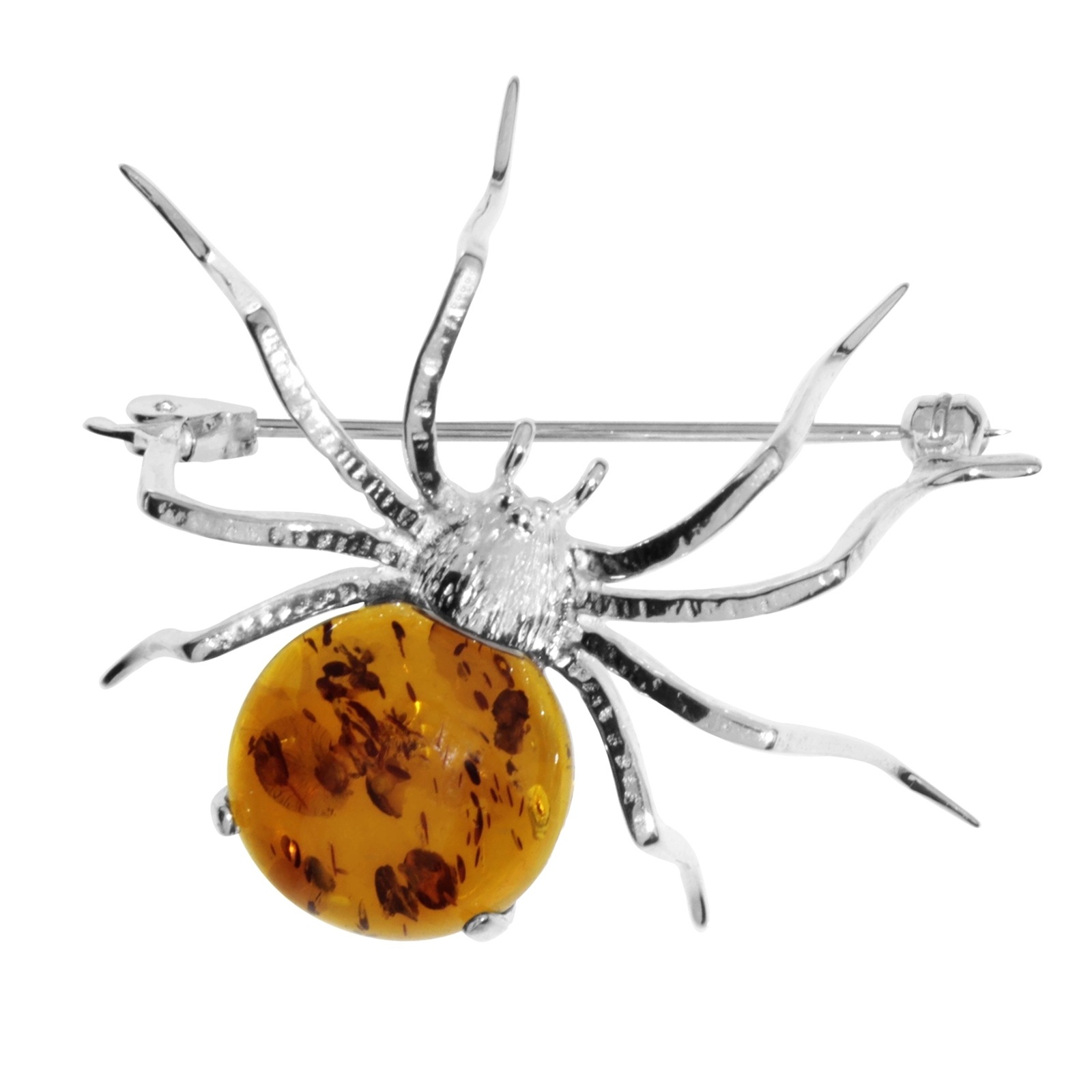 OSTSEE-SCHMUCK Brosche »- Spinne 48 x 40 mm - Silber 925/000 - Bernstein«