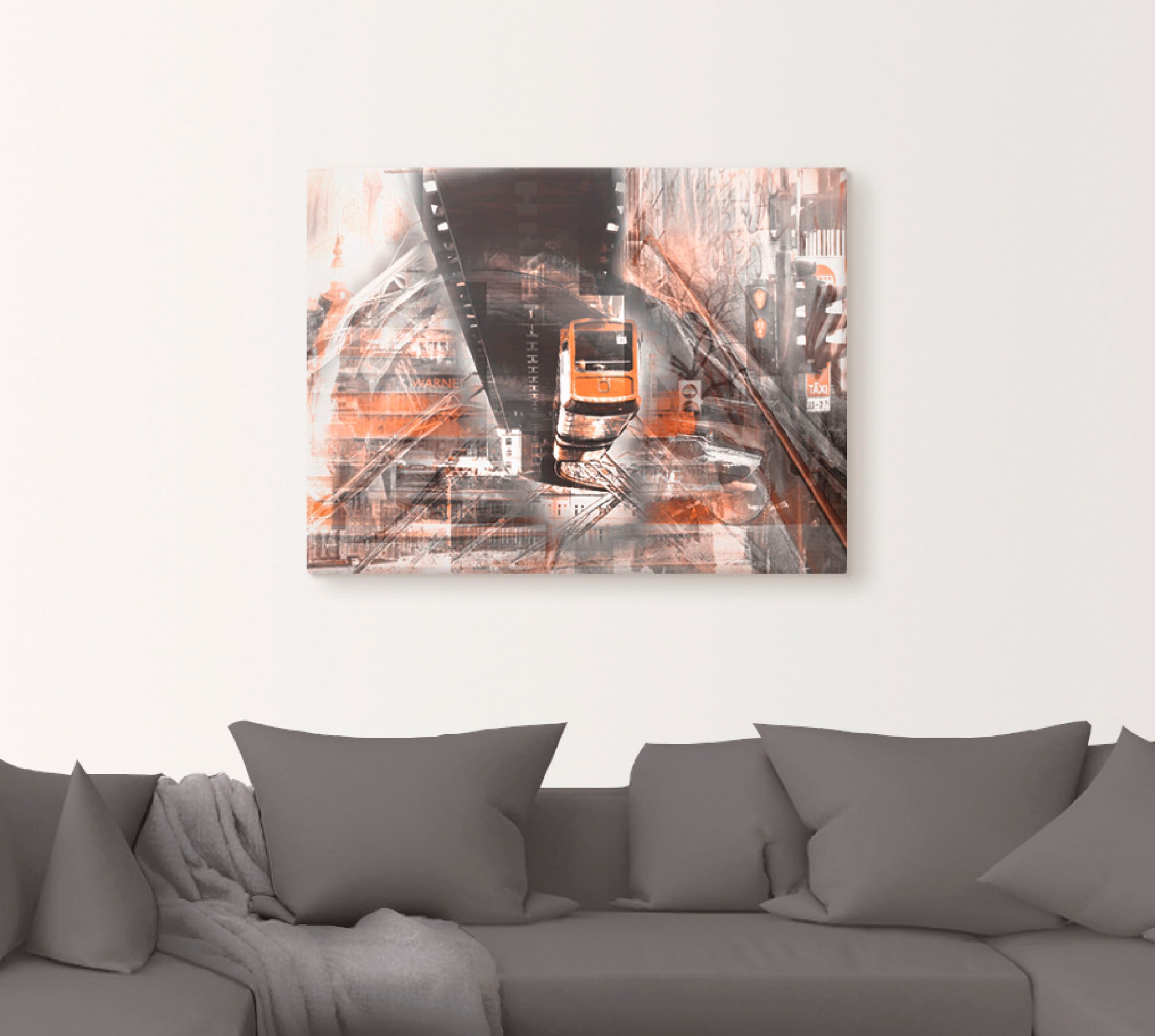 Artland Leinwandbild »Wuppertal Skyline abstrakte Collage«, Züge, (1 St.), auf Keilrahmen gespannt