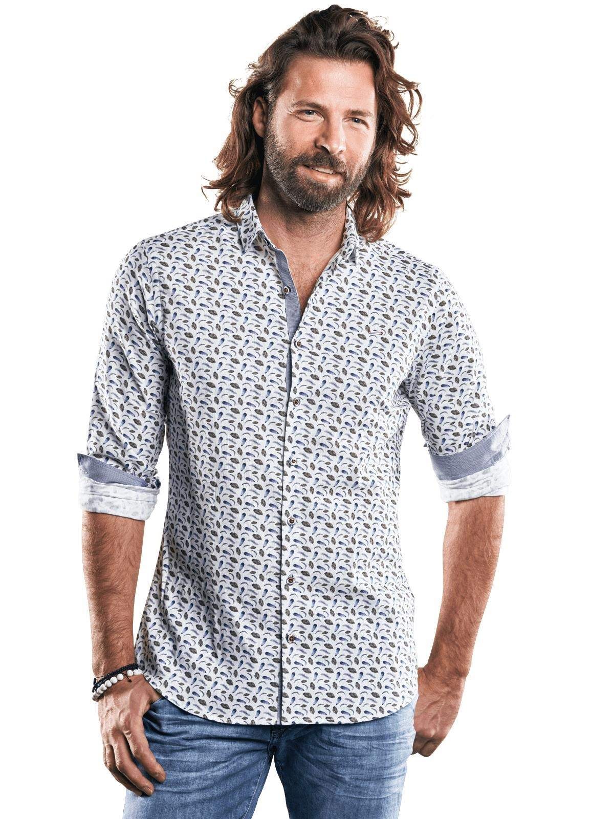 emilio adani Hemd mit Minimal-Feder-Print