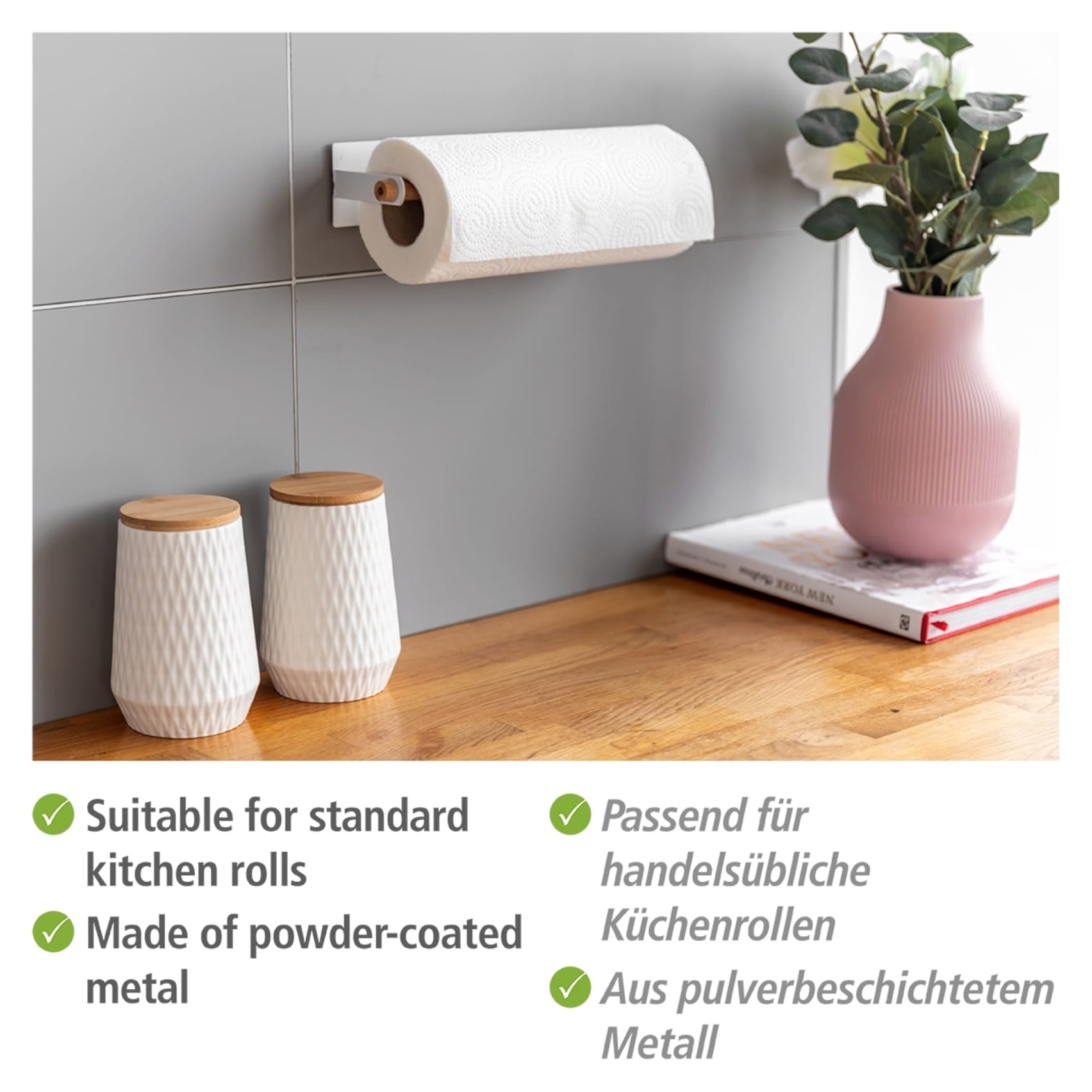 WENKO Küchenrollenhalter »Modell Magna«, magnetischer Wandrollenhalter für Küchenpapier, Befestigen ohne Bohren