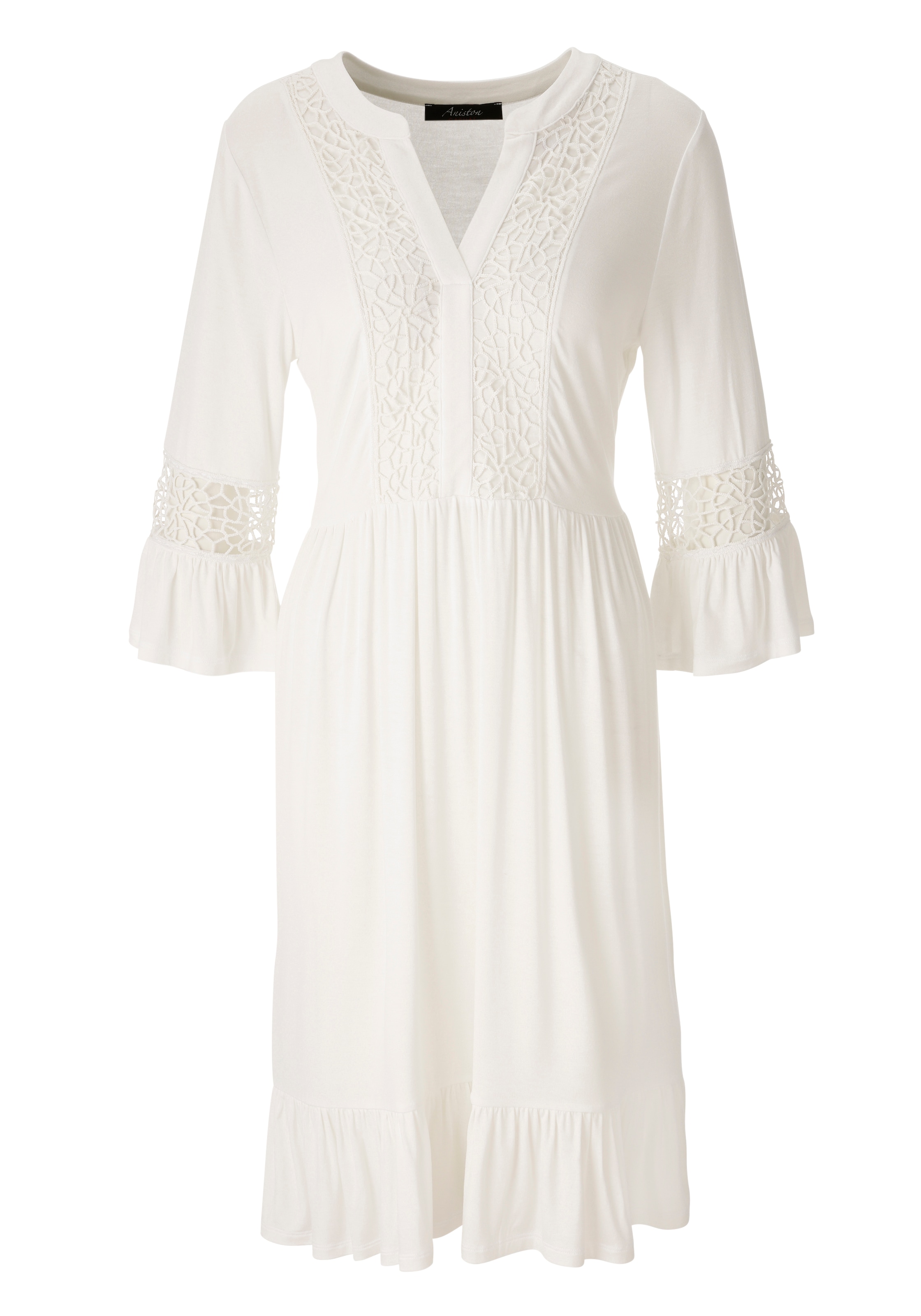 Aniston CASUAL Tunikakleid mit Häkelspitze vertiertes Vorderteil und Ärmel - NEUE KOLLEKTION