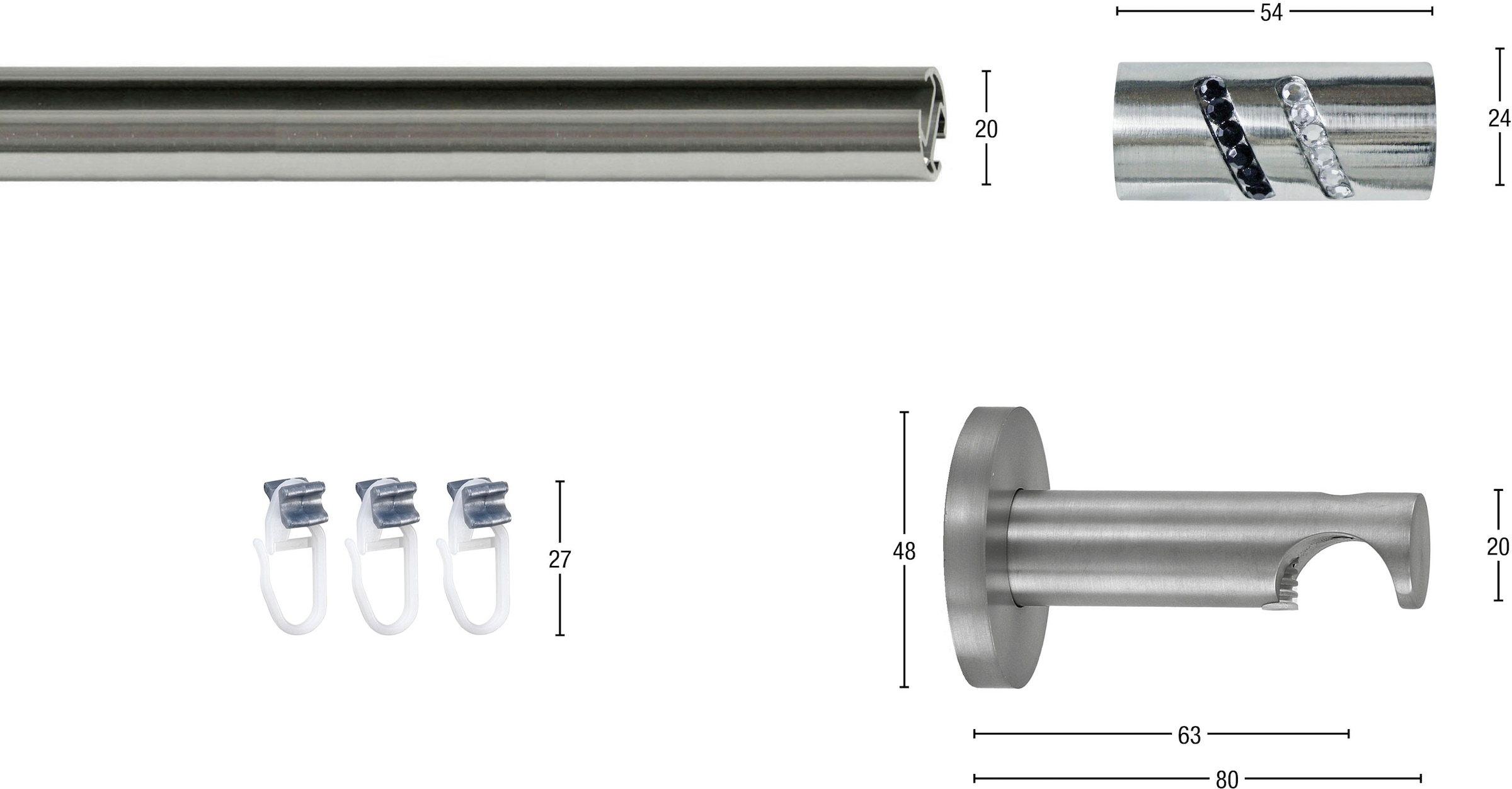 GARESA Gardinenstange »BOSTON« Ø 20 mm 1 läufig-läufig Wunschmaßlänge Vorhanggarnitur-Innenlauf, einfache Montage, verlängerbar