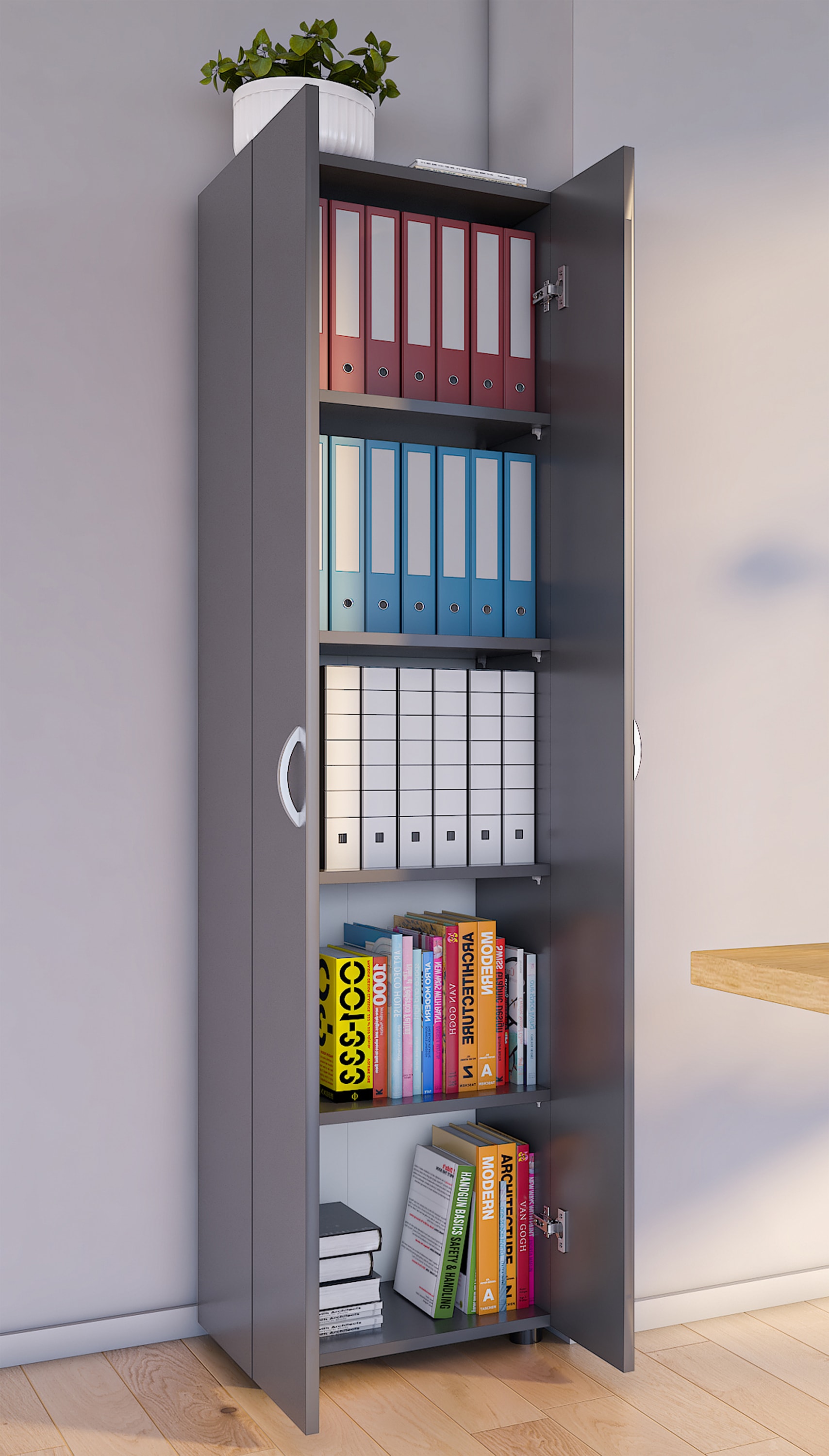 VCM Aktenschrank »VCM Büroschrank mit 5 Fächern | moderner Aktenschrank mit Drehtüren | Maße ca. H. 178 x B. 49 x T. 34 cm ¿ Ulas 5-Fach«, (1 St.)