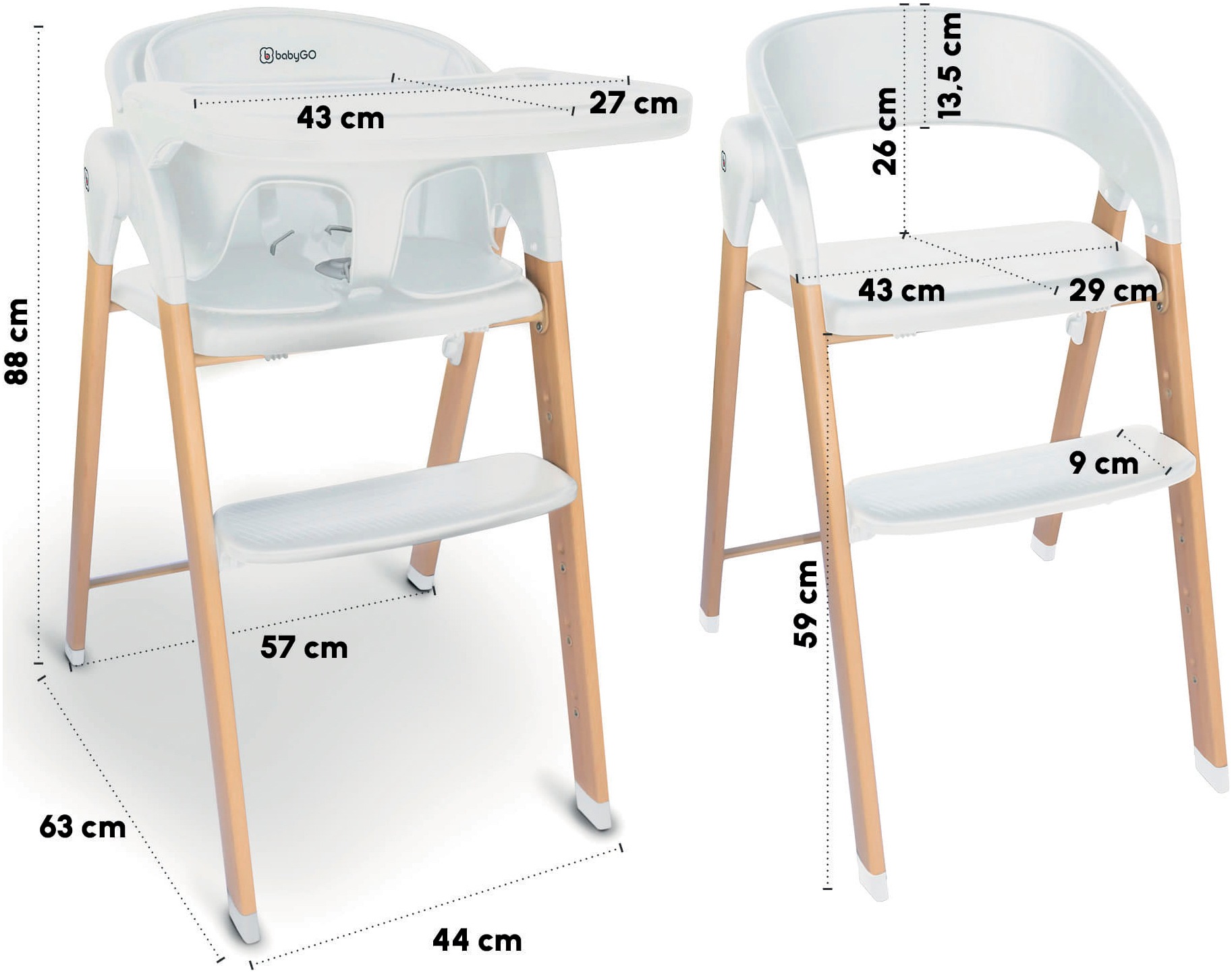 BabyGo Kombihochstuhl »Levels«, inklusive Wippe