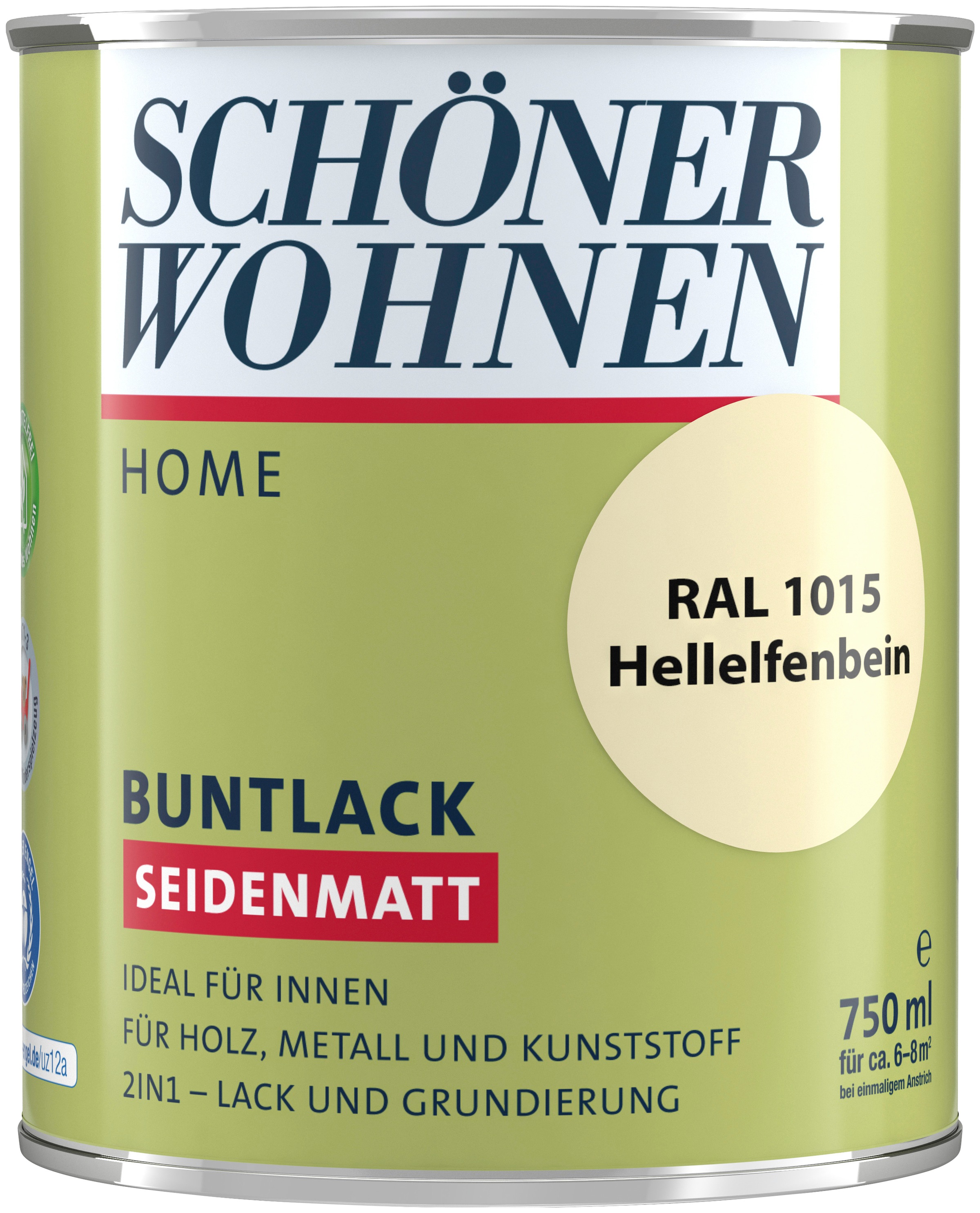 SCHÖNER WOHNEN-Kollektion Lack »Home Buntlack«, (1), seidenmatt, 750 ml, hellelfenbein RAL 1015