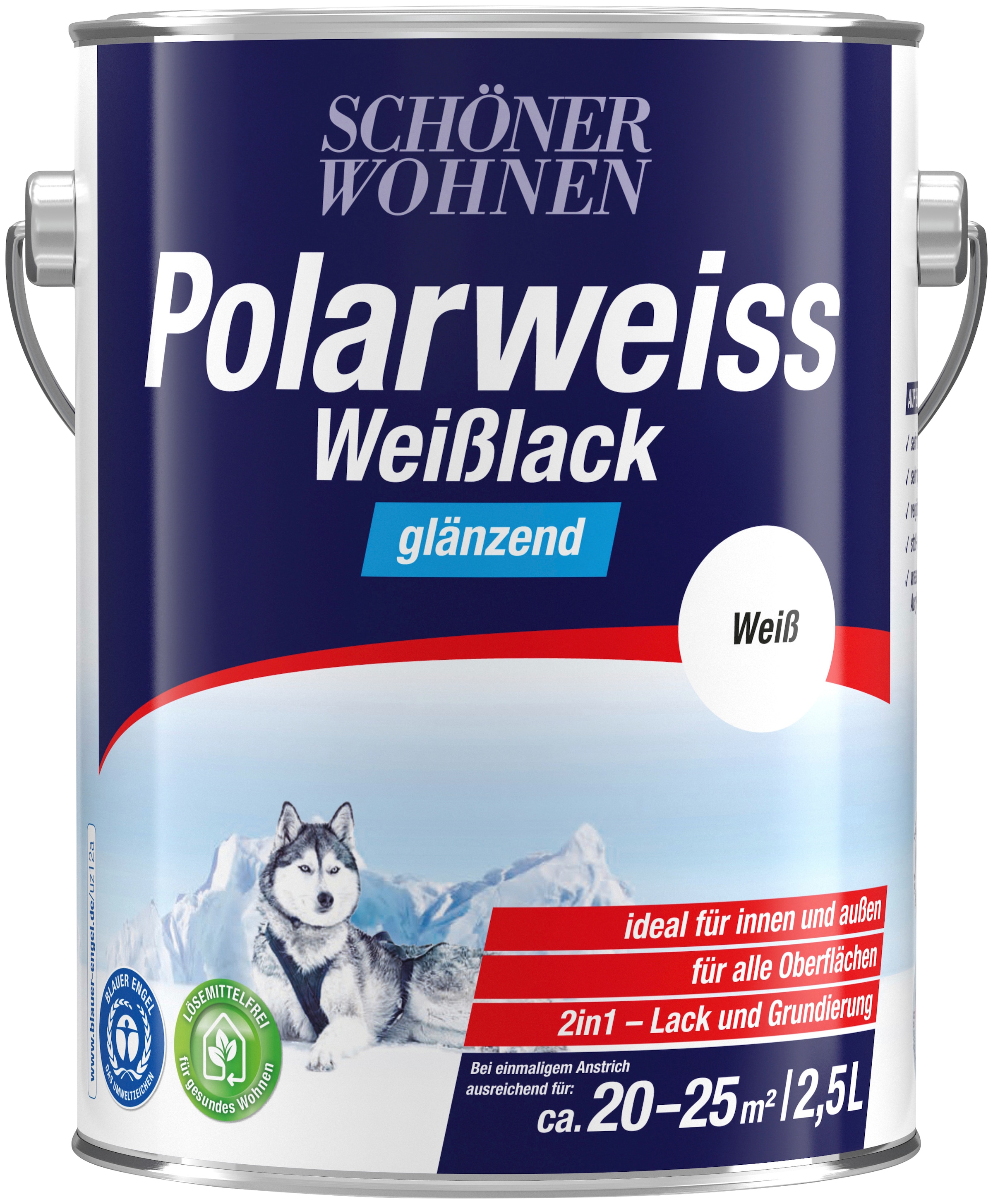 online »Polarweiss«, für FARBE glänzend, geeignet für WOHNEN alle SCHÖNER innen & außen, 2,5 Weißlack OTTO Liter, bei kaufen Oberflächen