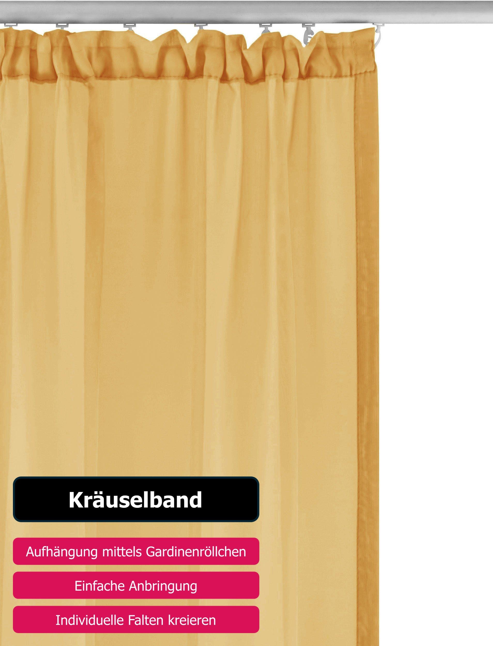 my home Gardine »XANA mit Ösen, Kräuselband oder Schlaufen«, (1 St.), Bestseller, einfarbig, 1 bzw. 2 Schals, pflegeleicht, Schal