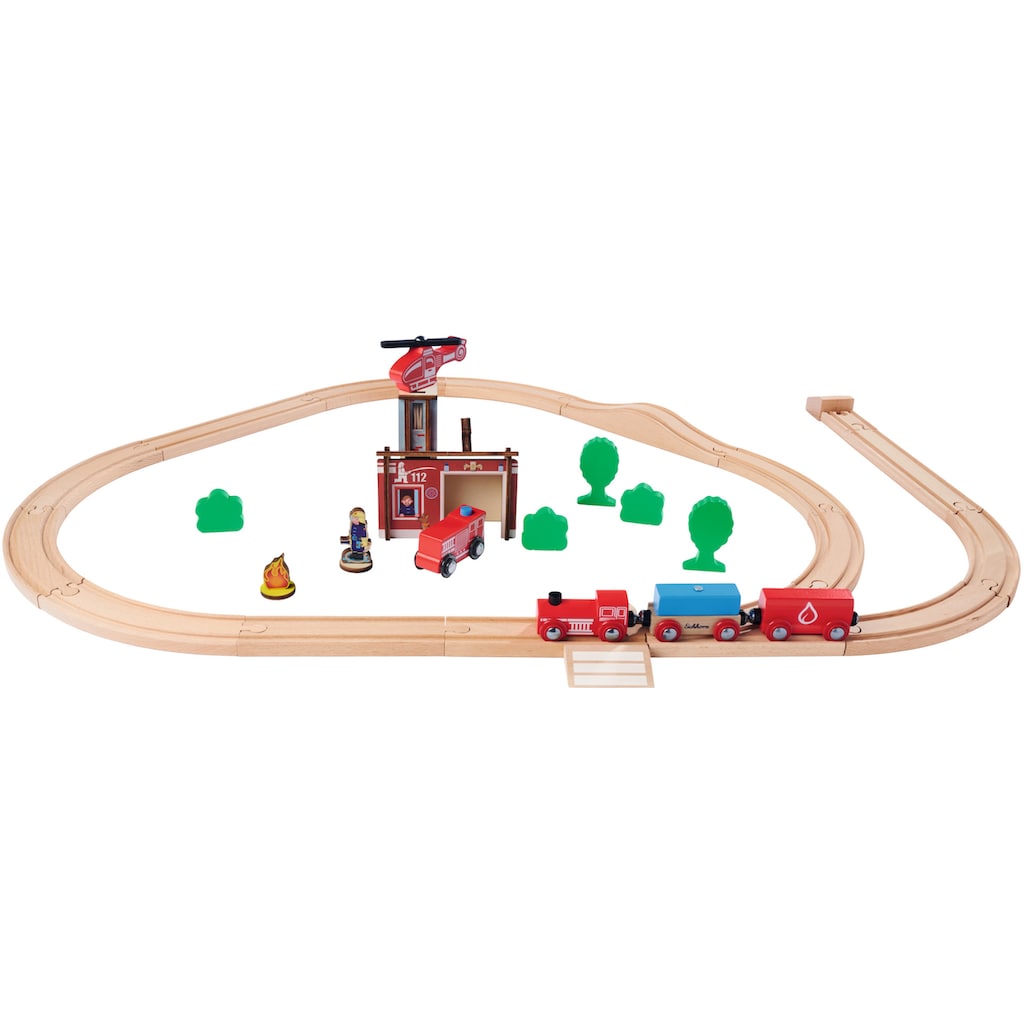 Eichhorn Spielzeug-Eisenbahn »Holzspielzeug, Feuerwehr«, (Set, 33 tlg.)