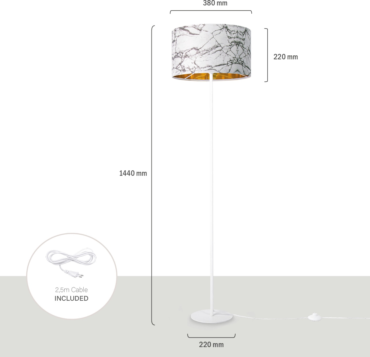 Paco Home Stehlampe »Kraft 525«, 1 flammig-flammig, Wohnzimmer Schlafzimmer E27  Marmor Stein Design Grau Weiß bestellen online bei OTTO