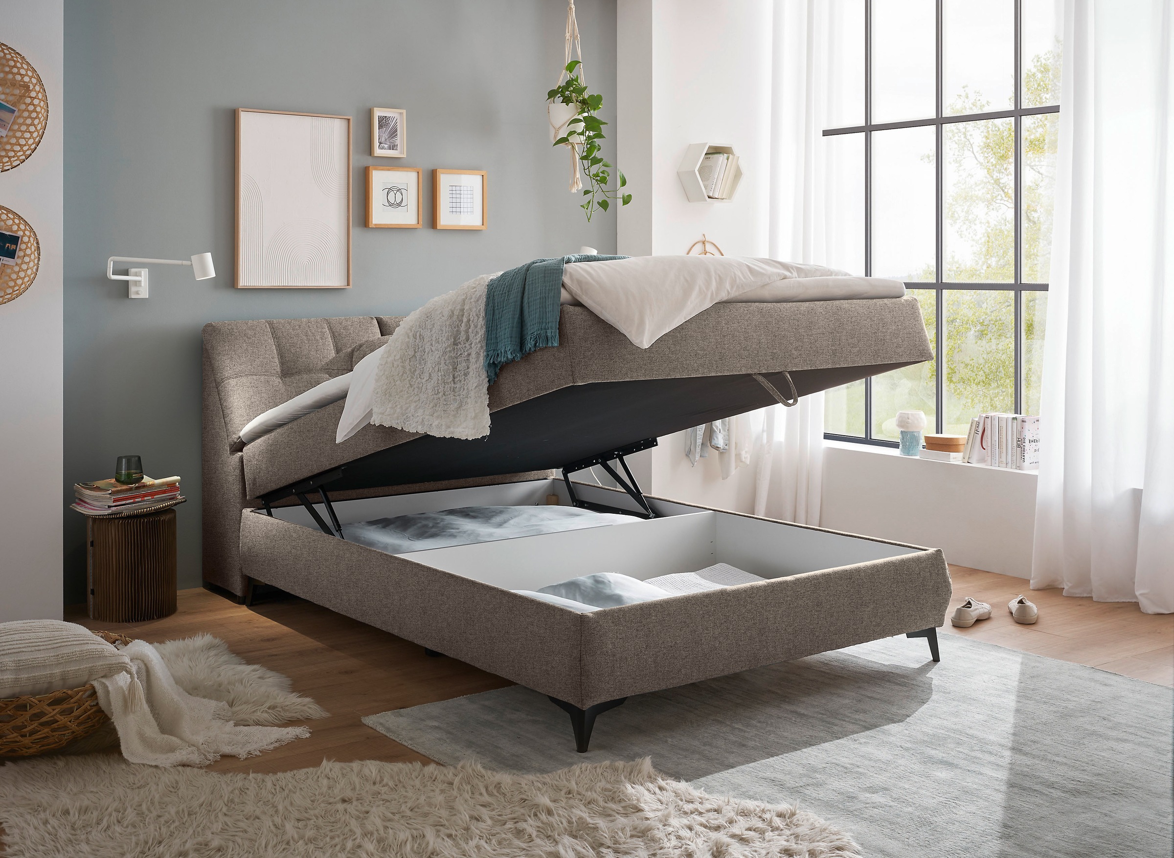 ED EXCITING DESIGN Boxbett »Atlantis« mit Bettkasten und Stauraum im Kopfteil