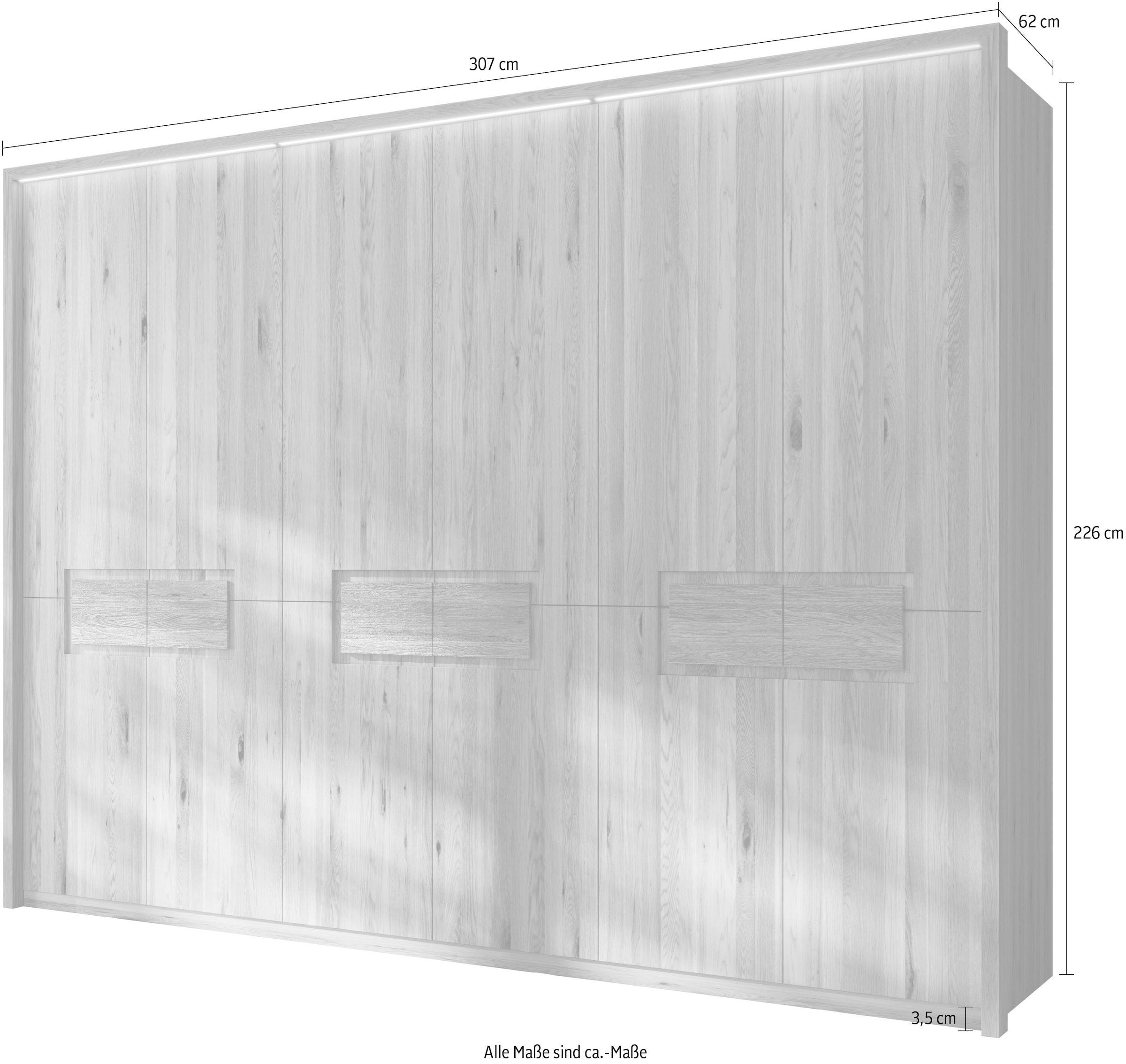 Home affaire Kleiderschrank »Ambroise, aus Wildeiche, inkl. Passepartout«, Massivholz-Kleiderschrank, im 50 cm Raster planbar
