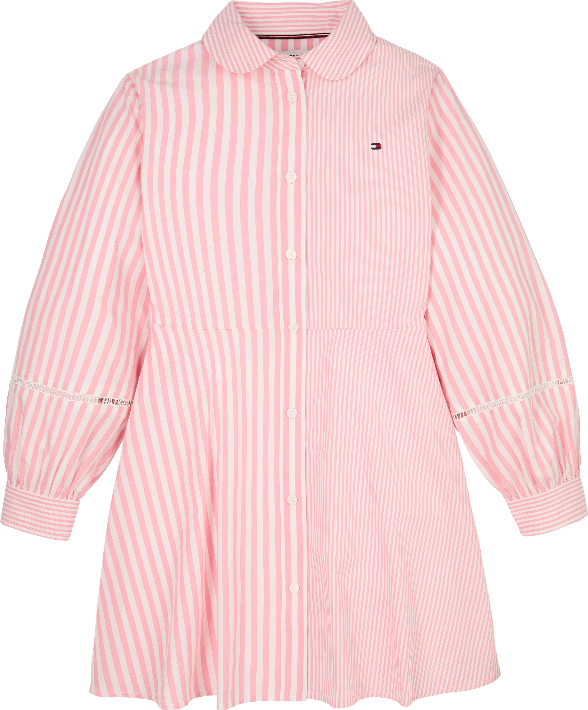 Tommy Hilfiger Blusenkleid »STRIPED SHIRT DRESS LS«, für Kinder bis 16 Jahre, mit Spitzeneinsatz