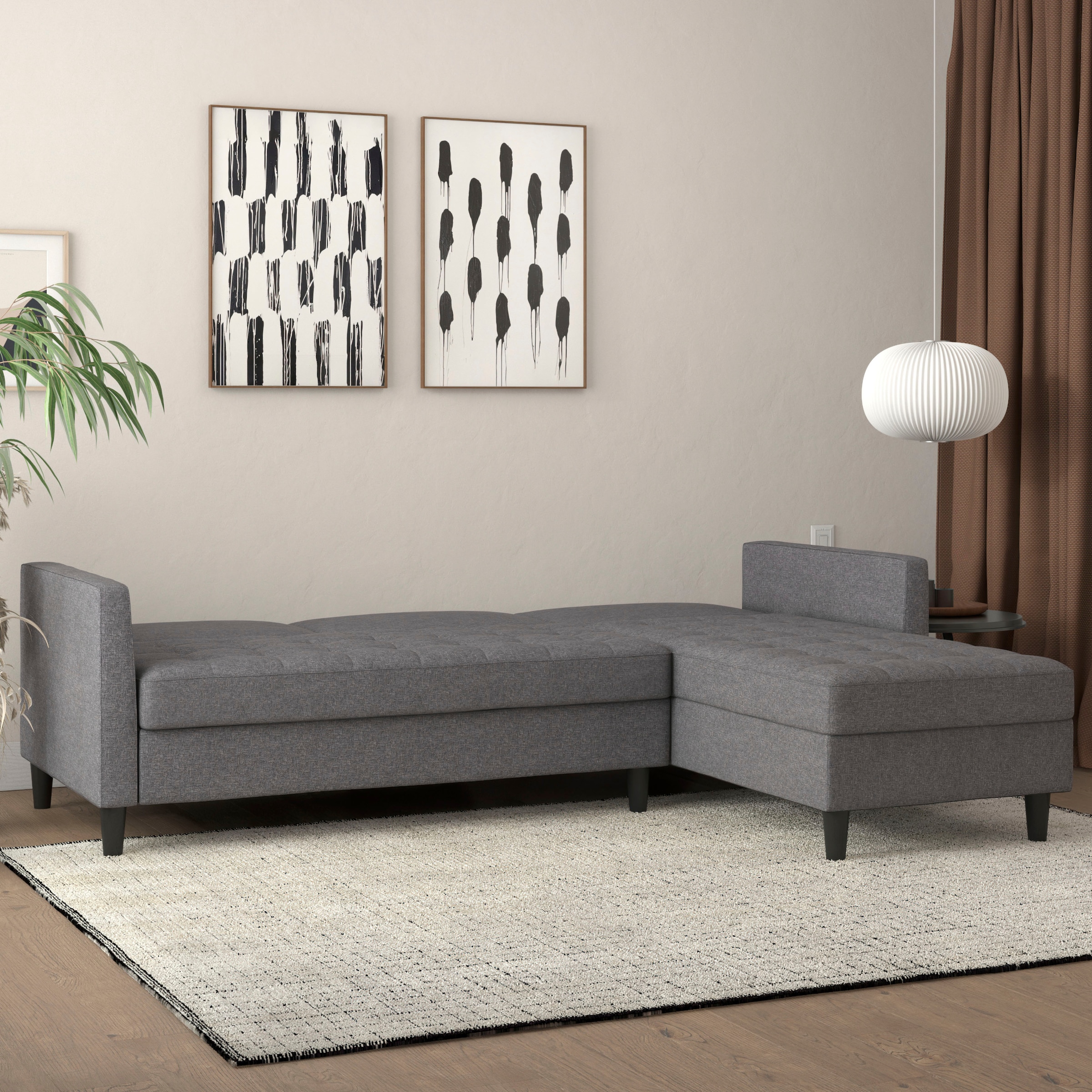 Dorel Home Ecksofa »Presley, L-Form,«, Ecksofa mit Bett-Funktion und Stauraum, verstellbare Rückenlehne