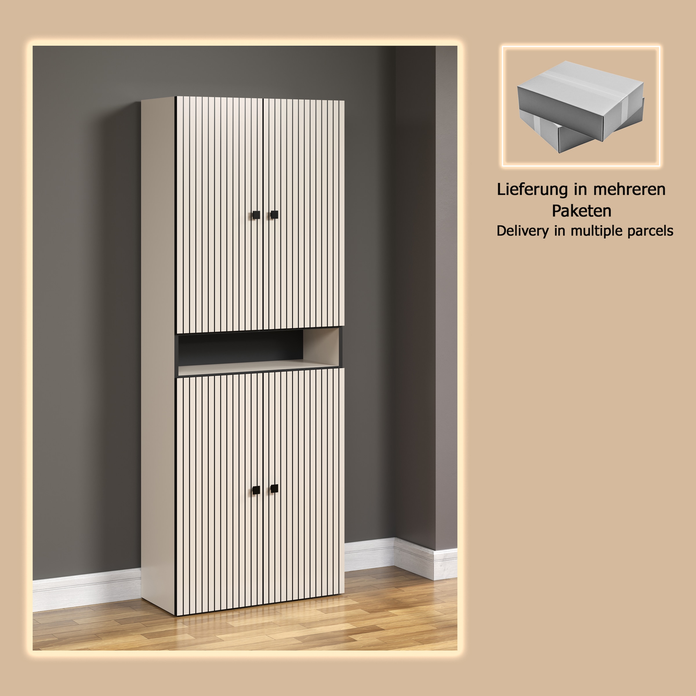 welltime Hochschrank »Amrum«, Badezimmerschrank mit und ohne Schublade - (B/T/H) 40-70/31/186 cm