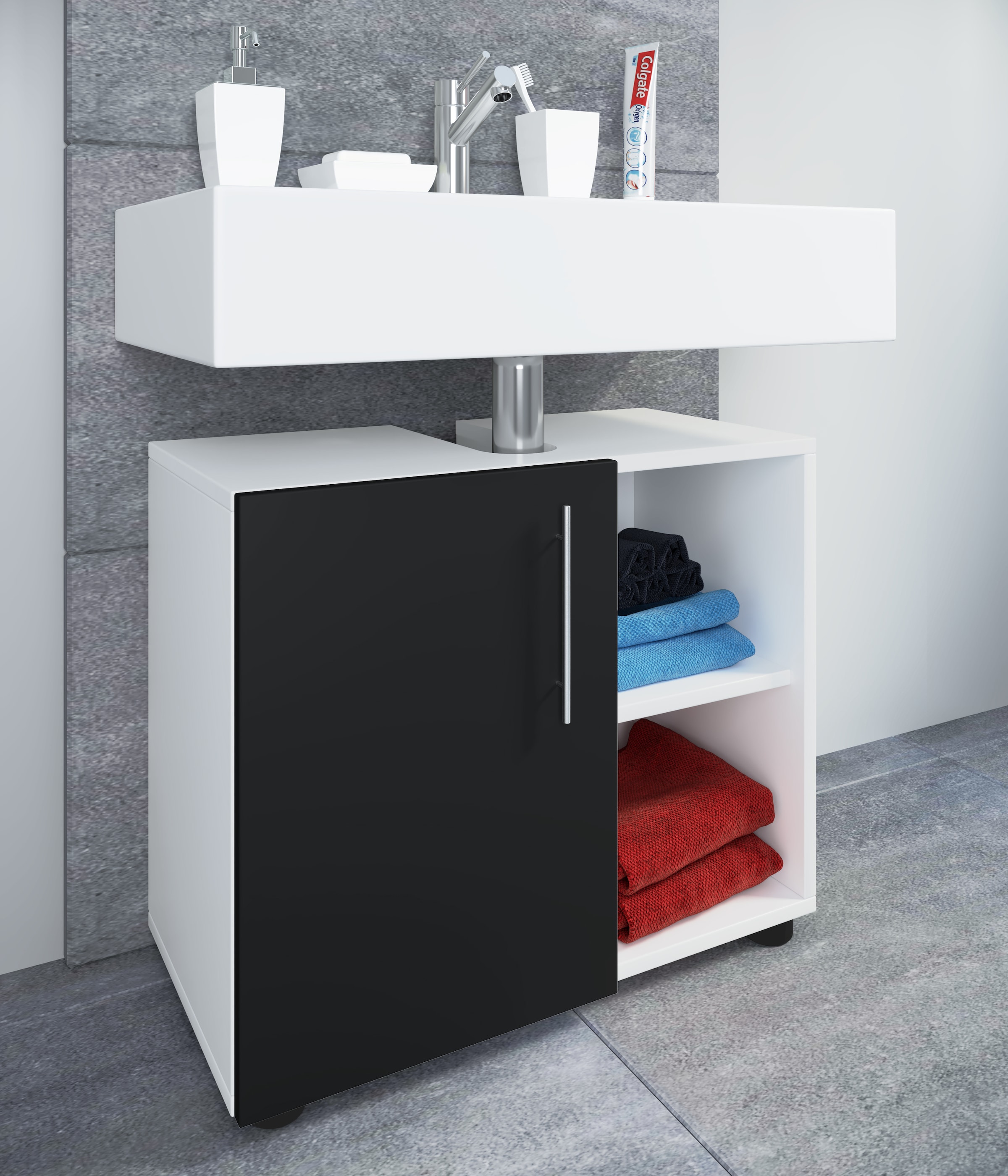 VCM Waschbeckenschrank »Holz Badmöbel Badunterschrank Flandu lll Drehtür« 1 Stk. tlg.