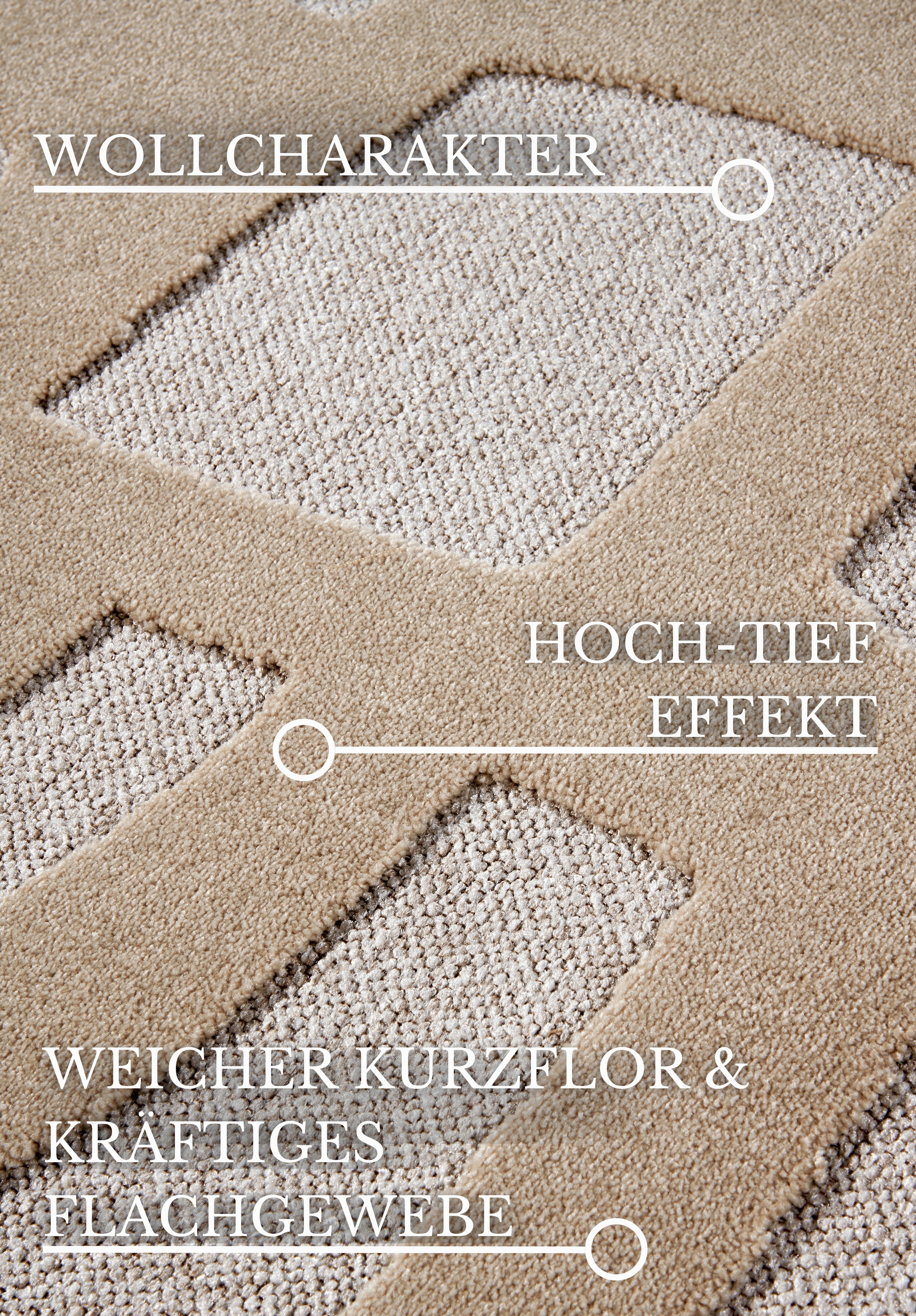 Villeroy & Boch Teppich »Therese«, rechteckig, 5,5 mm Höhe, Wohnzimmer, Schlafzimmer, Modern, Hoch-Tief Effekt, Flur