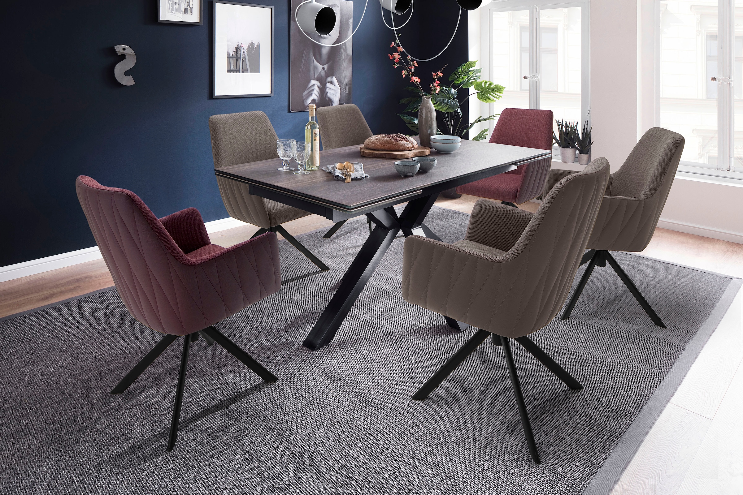MCA furniture 4-Fußstuhl »Reynosa«, (Set), 2 St., Esszimmerstuhl 360°drehbar mit Nivellierung, Belastbar bis 120 kg
