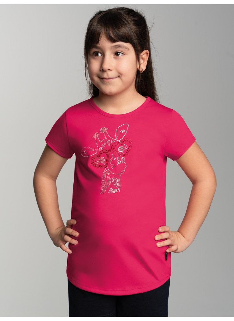 Trigema T-Shirt »TRIGEMA T-Shirt mit glitzerndem Giraffen-Printmotiv«, (1 tlg.)