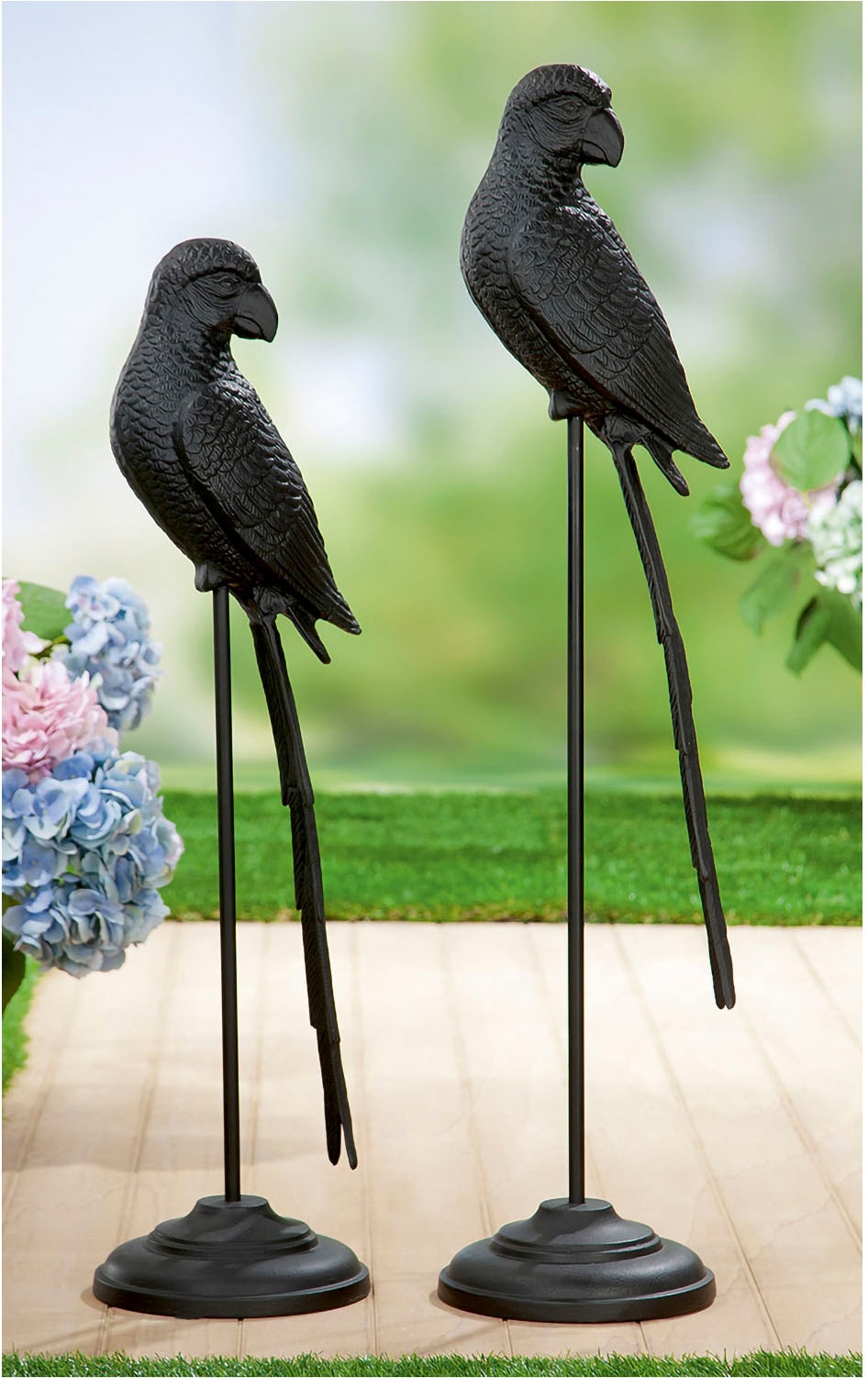 Gilde Tierfigur »Skulptur "Parrot"« in schwarz, Größe B/H/T: 21 cm x 85 cm x 21 cm
